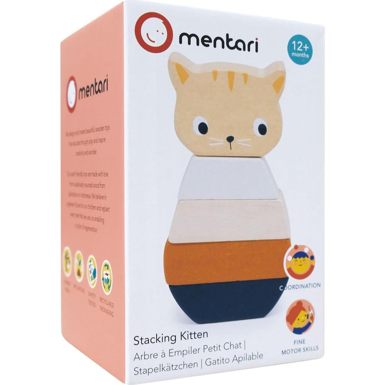 Kit de Apilamiento Gatito Mentari - 5 Bloques de Madera 6x2.5cm