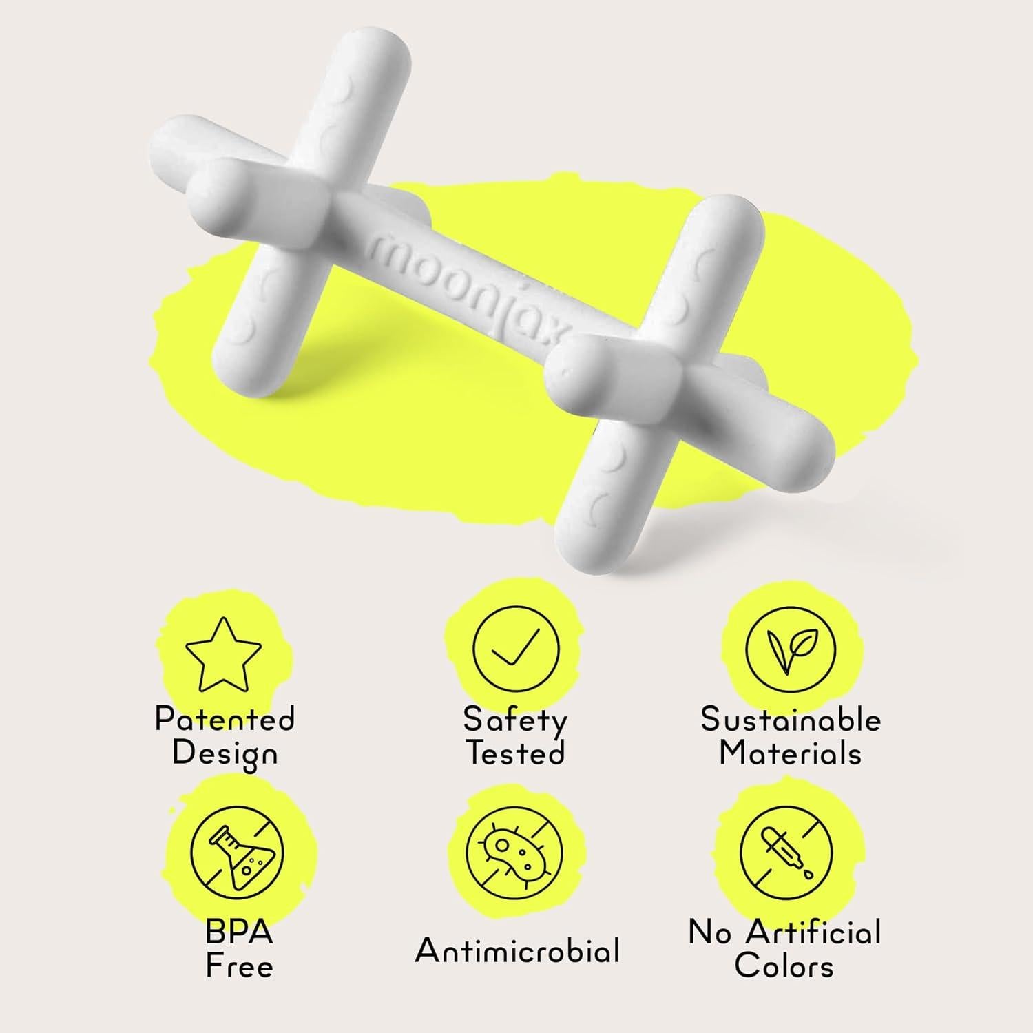 Mordedor de Silicona Moonjax Blanco para Bebés - Seguro y Ergonómico