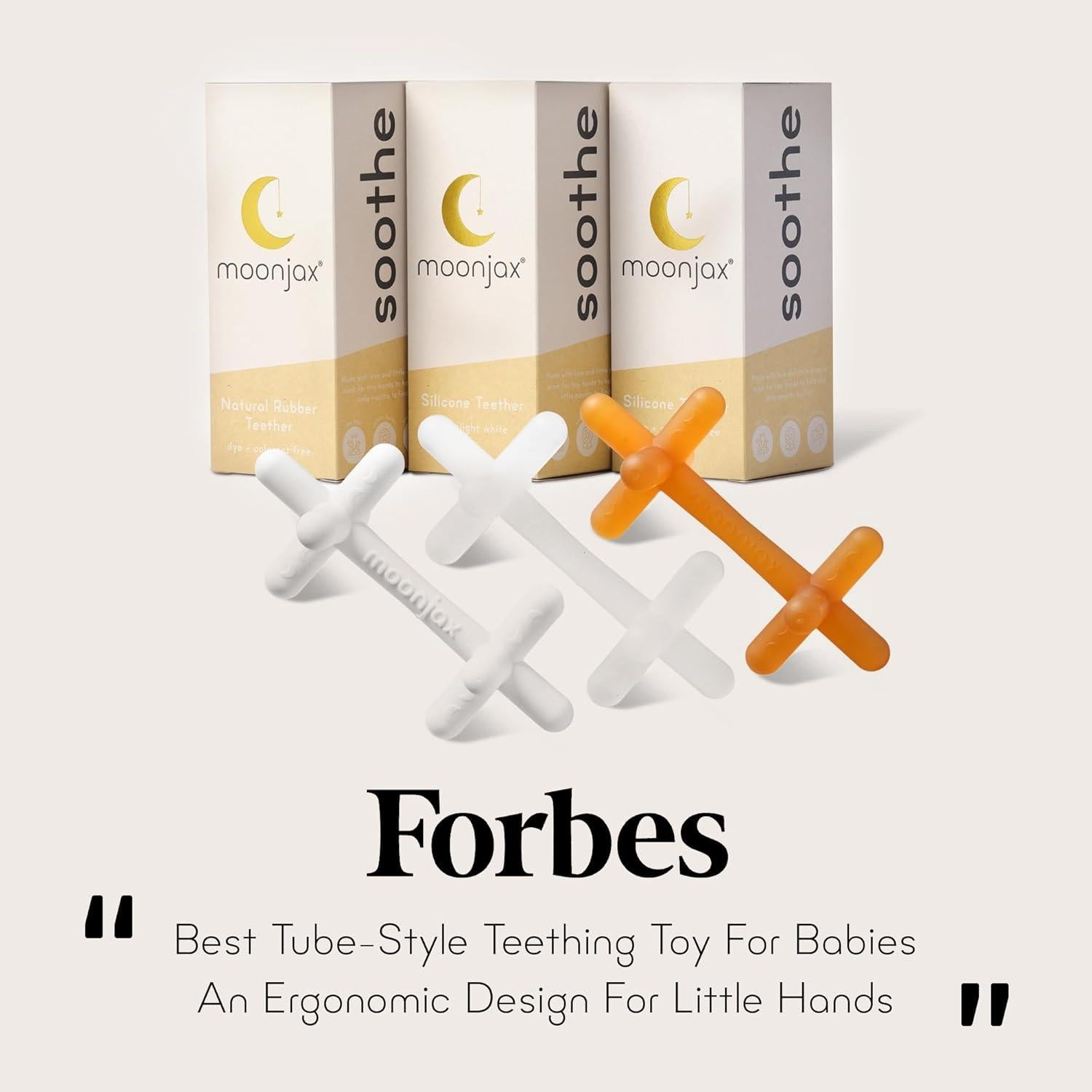 Mordedor de Silicona Moonjax Blanco para Bebés - Seguro y Ergonómico