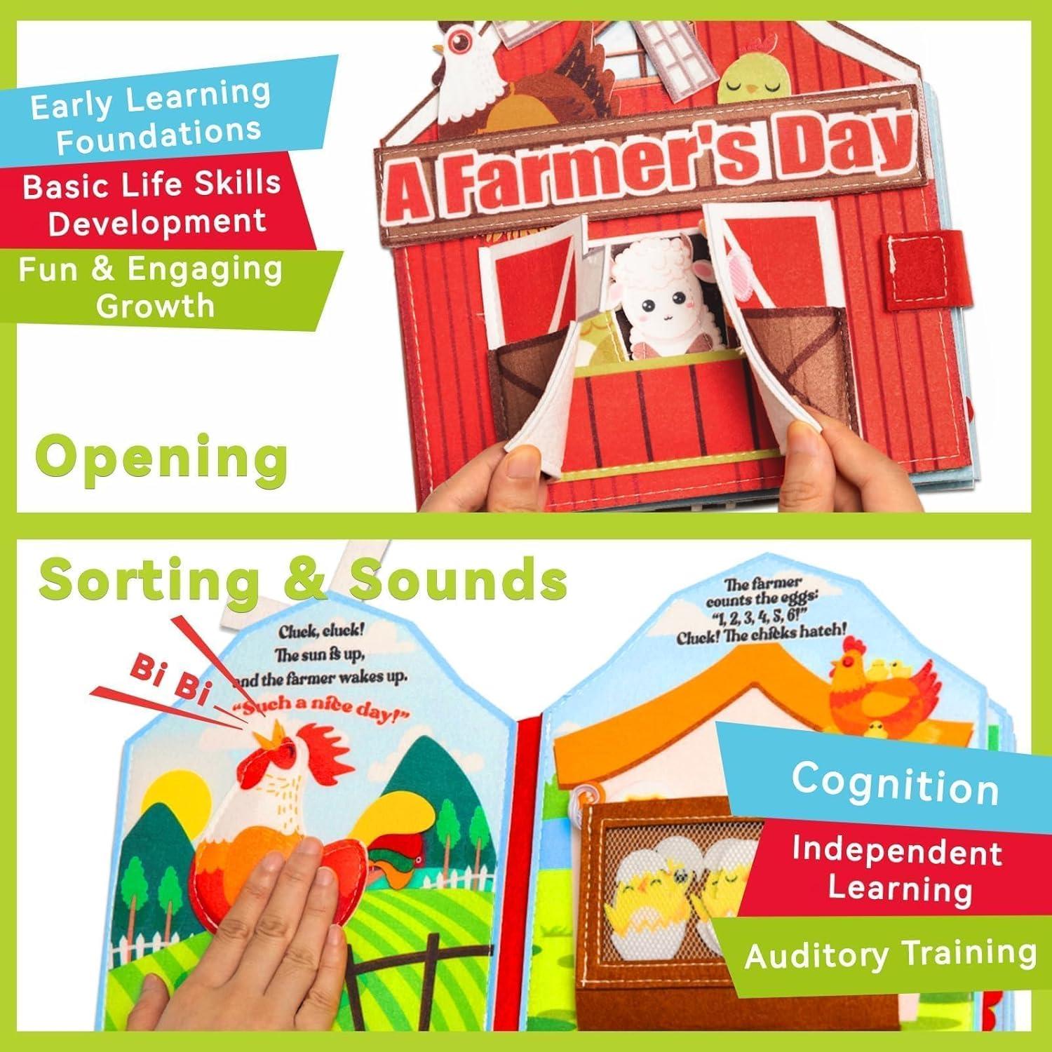 Libro Ocupado Montessori de Granja EggSun 10 Páginas 1-4 Años