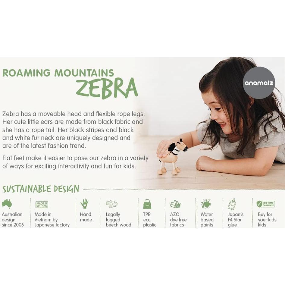 Juguete de Madera Cebra Anamalz 12.7x17.8x22.9cm para Niños