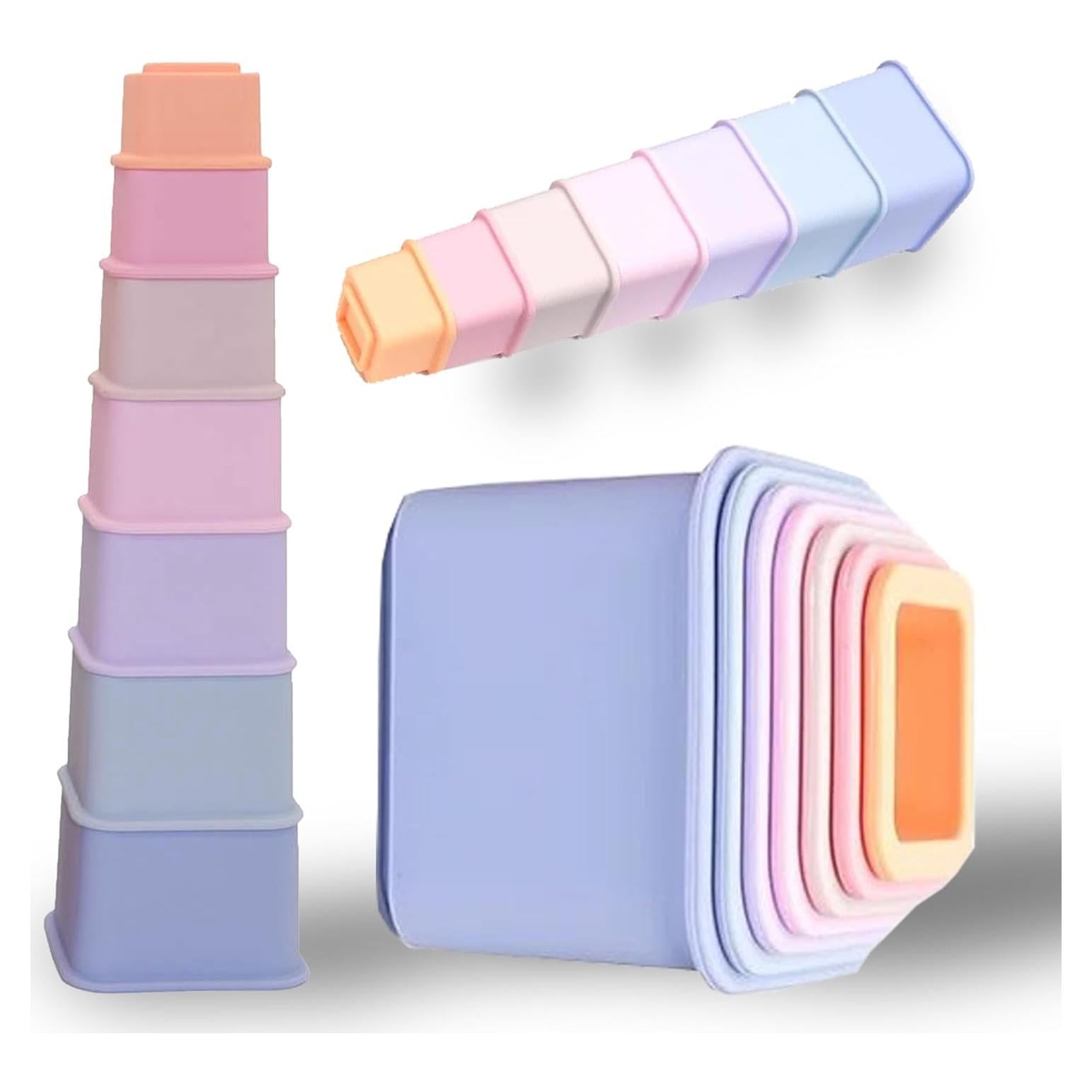 Juego de Tazas Apilables de Silicona Unicornio - Montessori