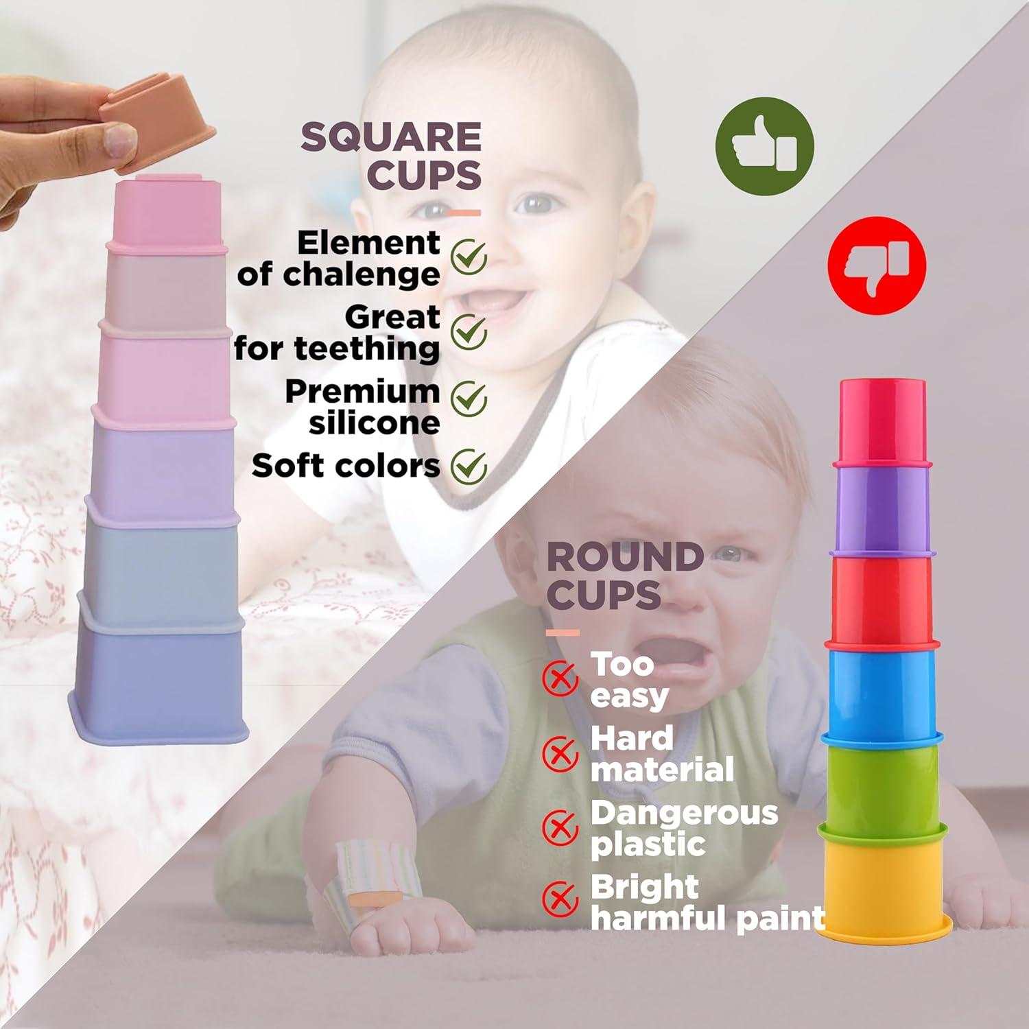 Juego de Tazas Apilables de Silicona Unicornio - Montessori