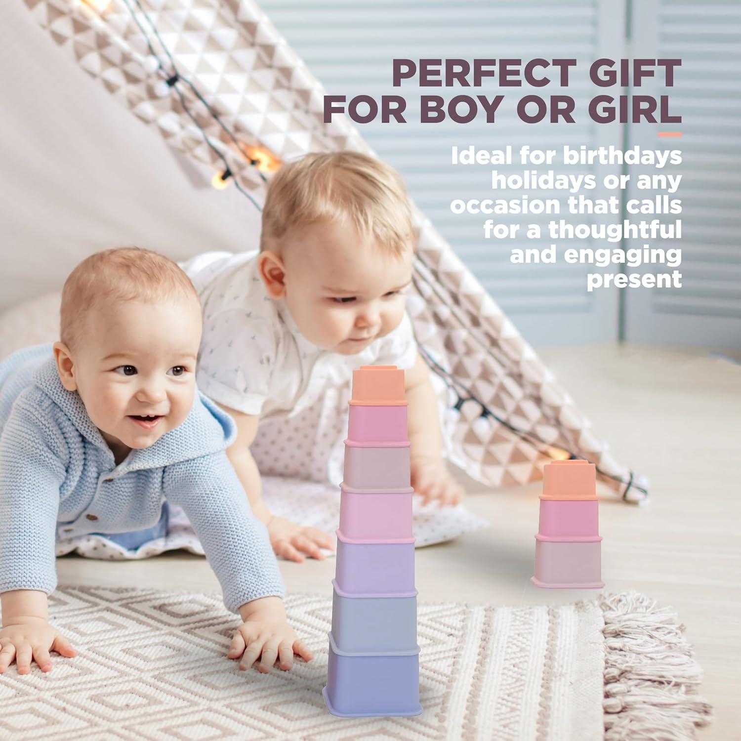 Juego de Tazas Apilables de Silicona Unicornio - Montessori