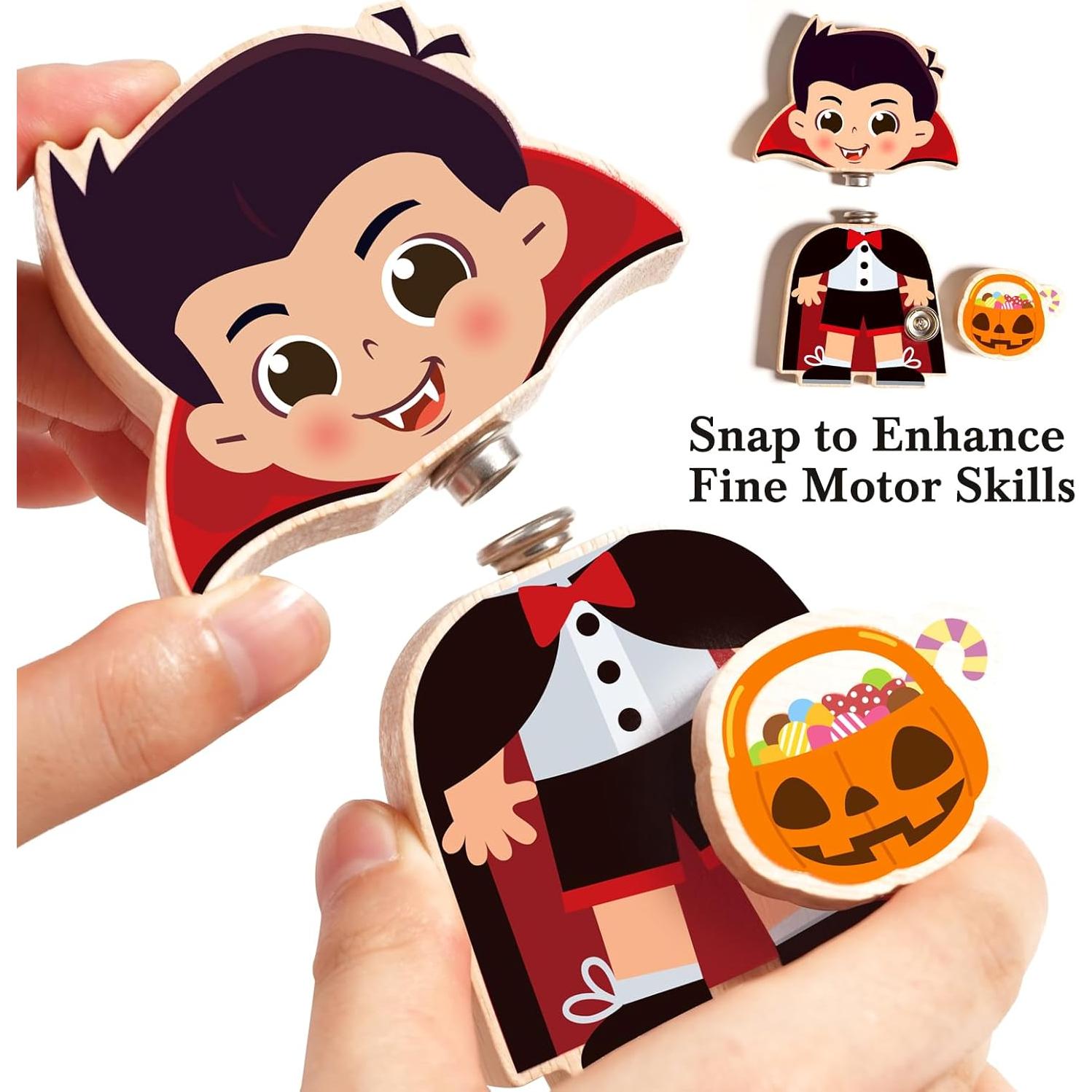 Bloques de Construcción Halloween HUZU - 4 Personajes de Madera