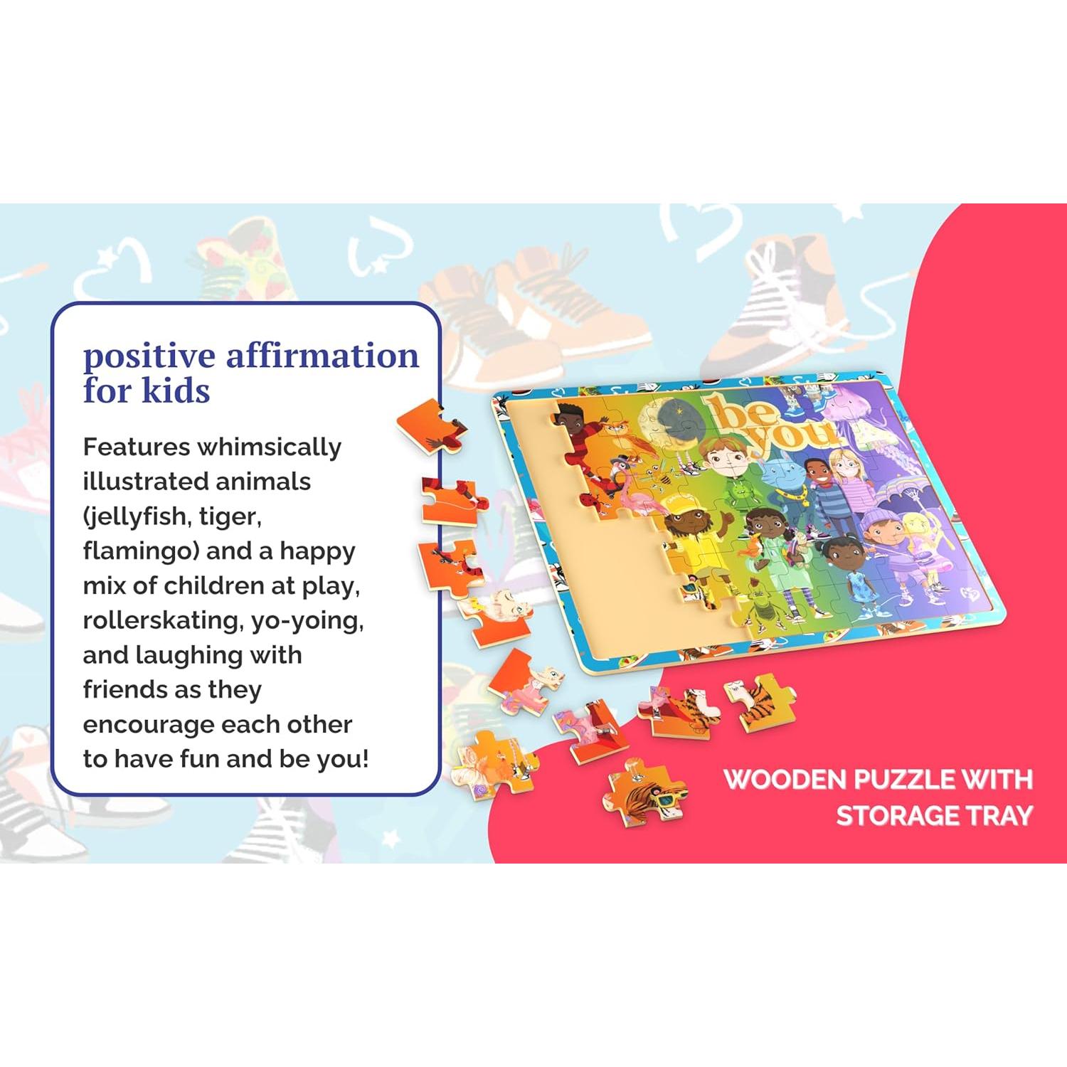 Rompecabezas de Madera FSC 48 Piezas Upbounders Be You Rainbow Kicks