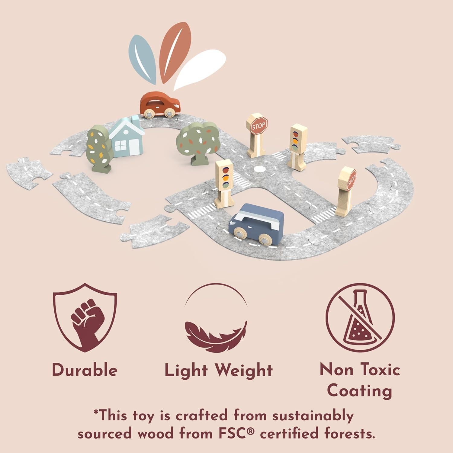 Juego de Pista de Autos de Madera Speedy Monkey - Rompecabezas Educativo