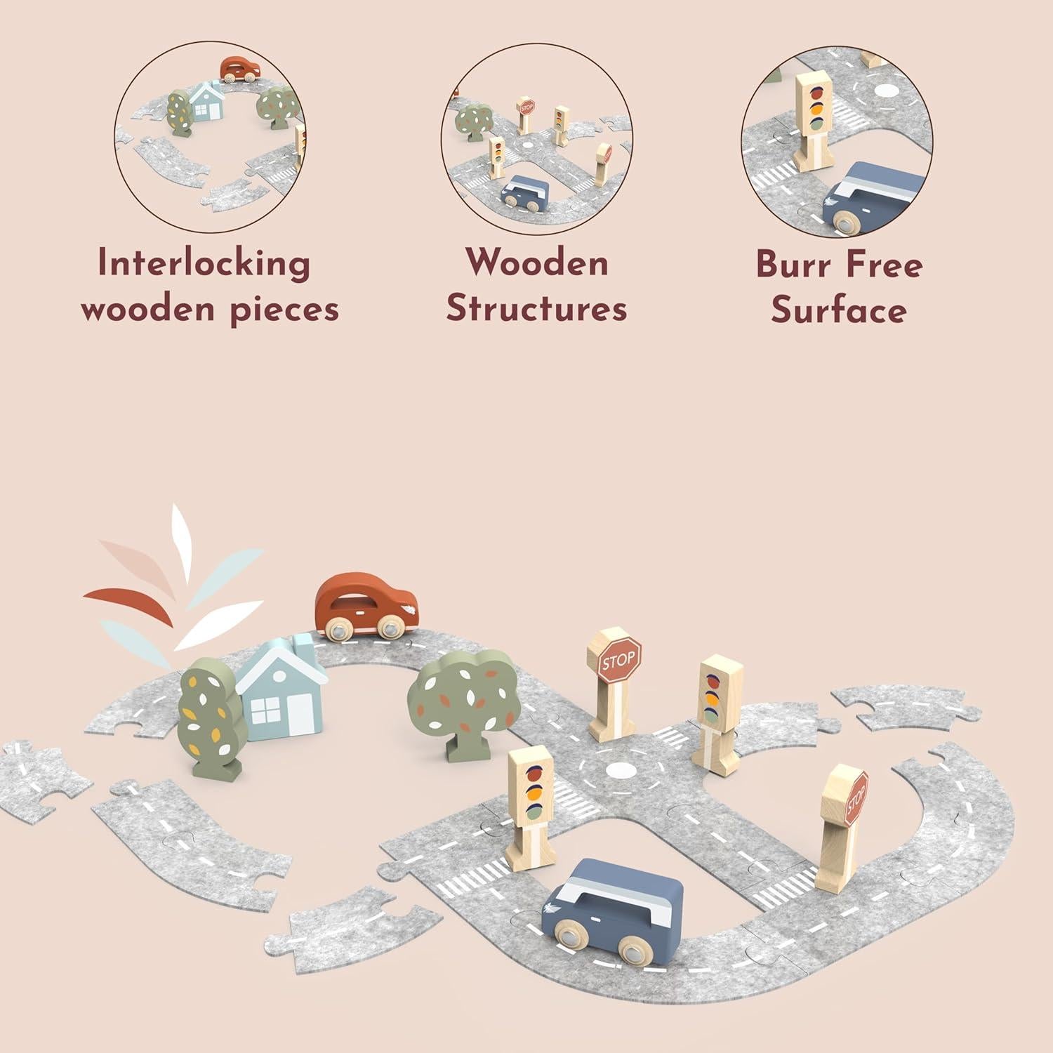 Juego de Pista de Autos de Madera Speedy Monkey - Rompecabezas Educativo