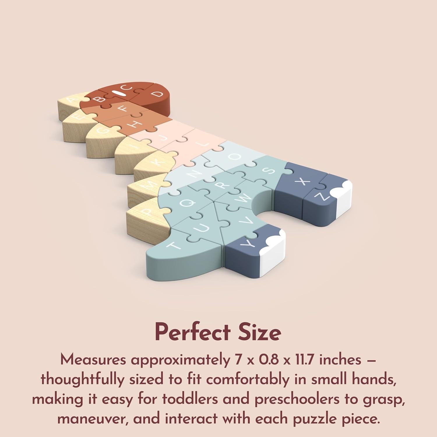 Rompecabezas ABC Dino Speedy Monkey - Juguete de Madera 30x17.7 cm