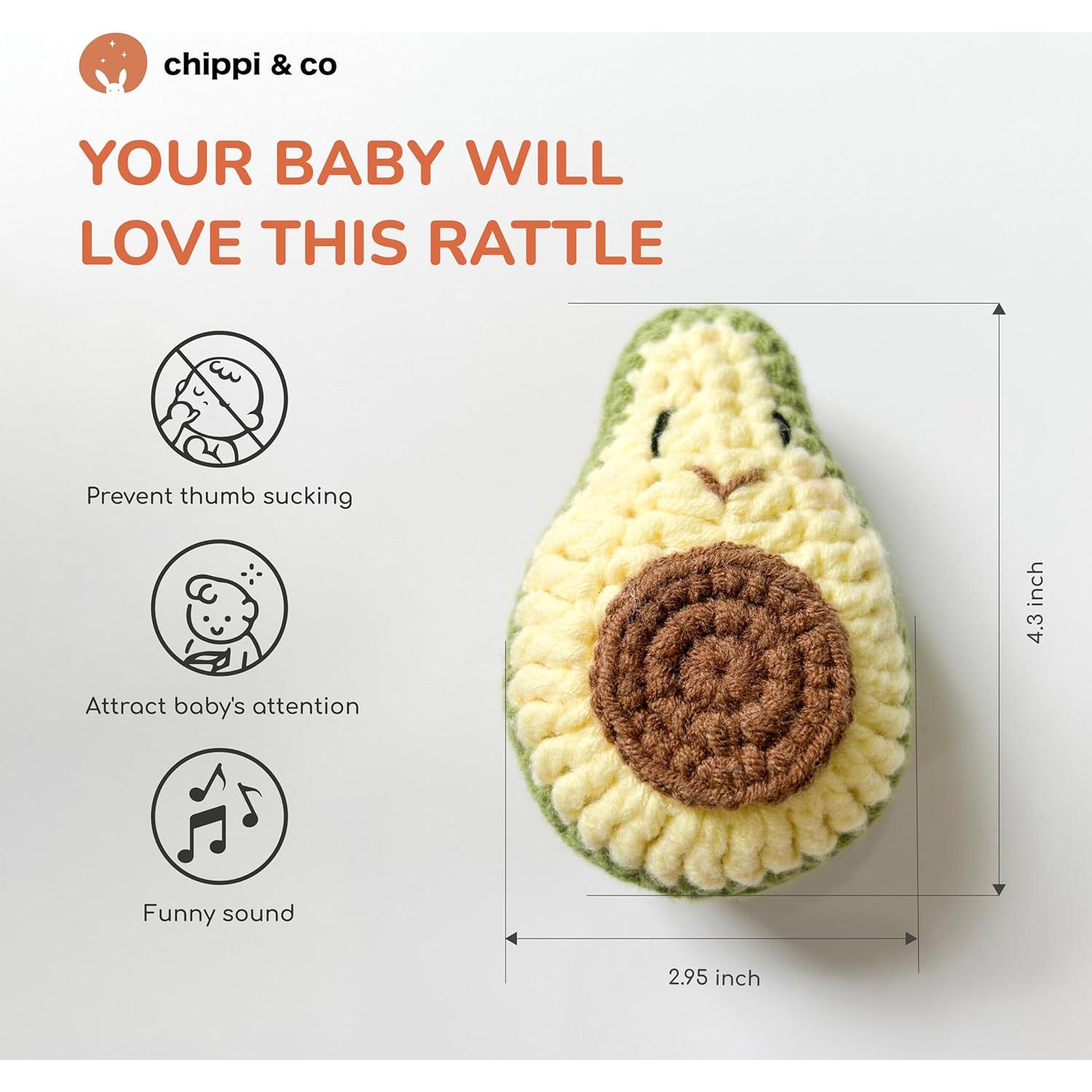 Sonajero de Ganchillo Chippi & Co Aguacate para Bebés