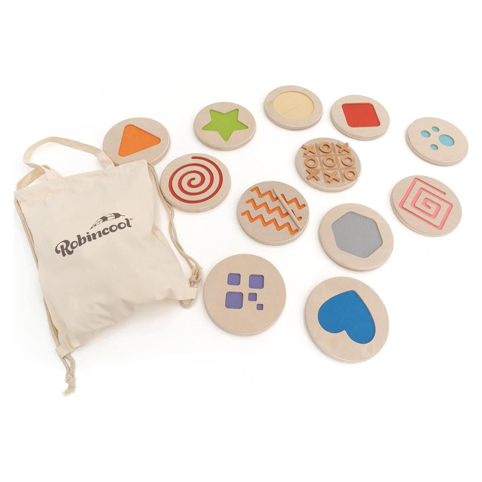 Conjunto de Texturas Montessori Robincool - Fichas de Madera 20 cm