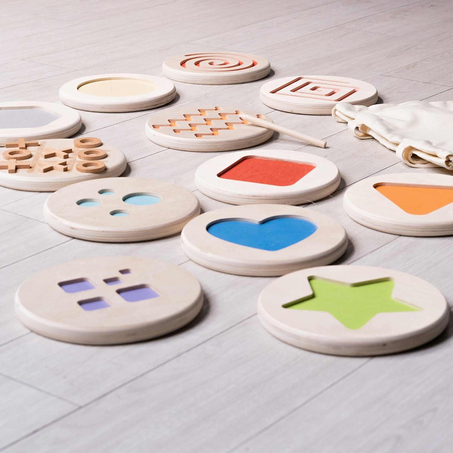 Conjunto de Texturas Montessori Robincool - Fichas de Madera 20 cm