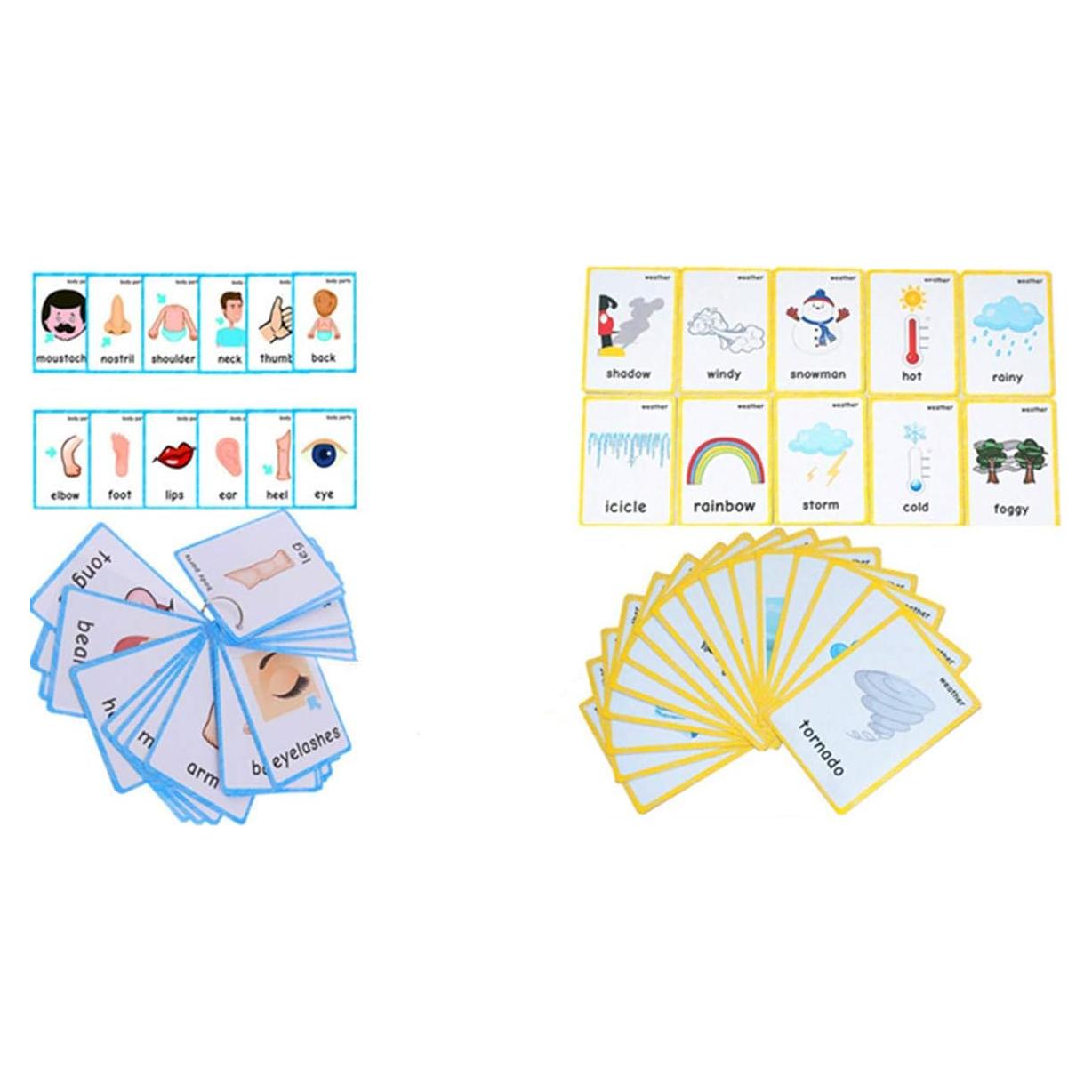 Tarjetas Didácticas SANTSUN 56 Piezas Clima y Cuerpo