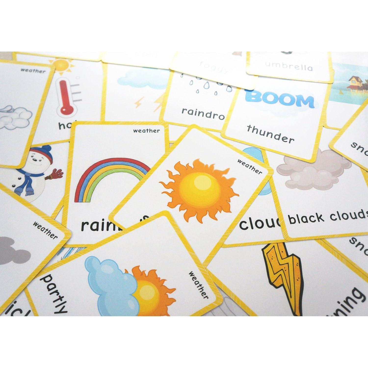 Tarjetas Didácticas SANTSUN 56 Piezas Clima y Cuerpo