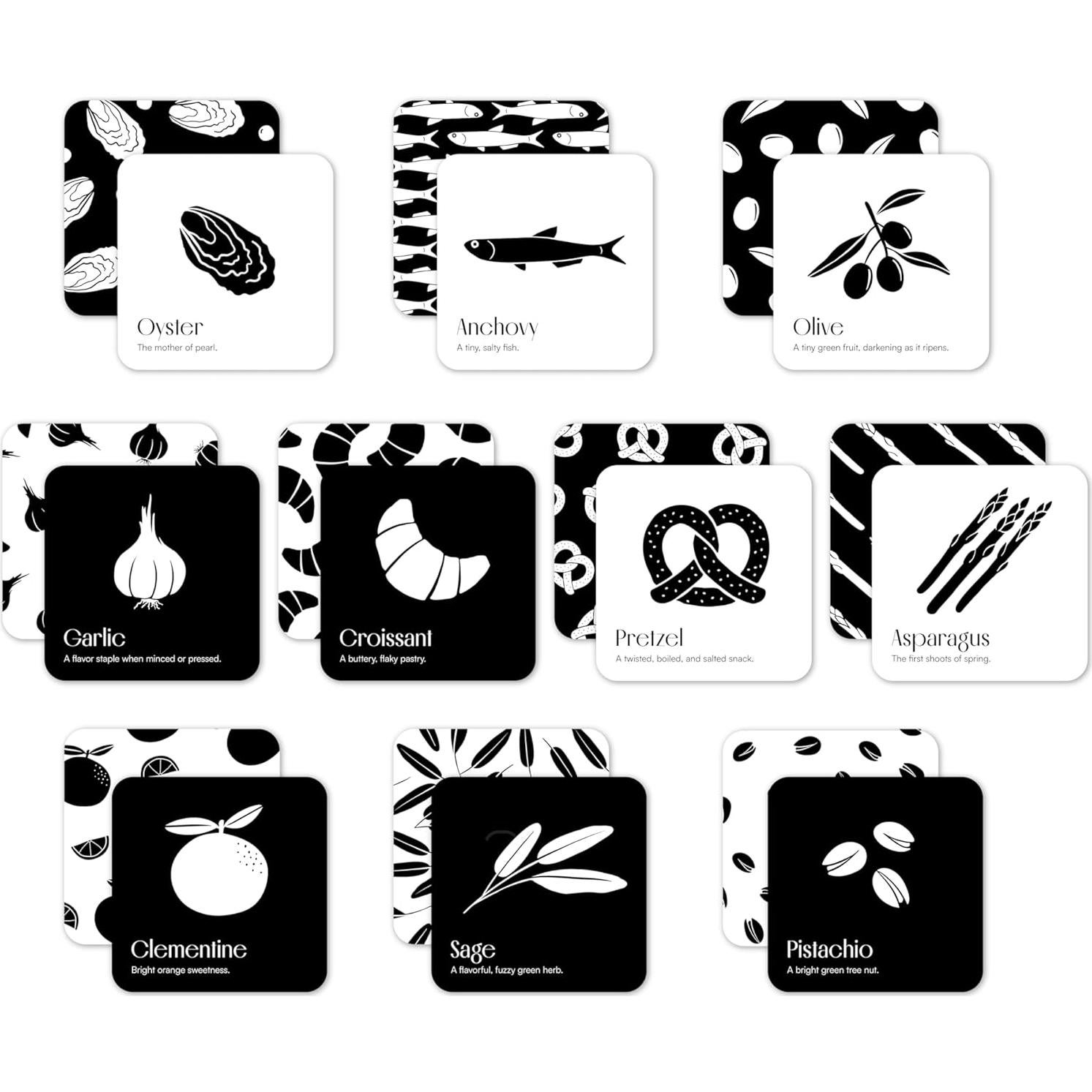 Tarjetas de Flash Sensoriales Gourmet para Bebés - 10 Piezas