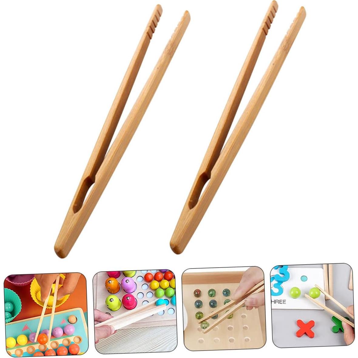 Pinzas Educativas de Madera Tofficu para Niños - 2 Pcs