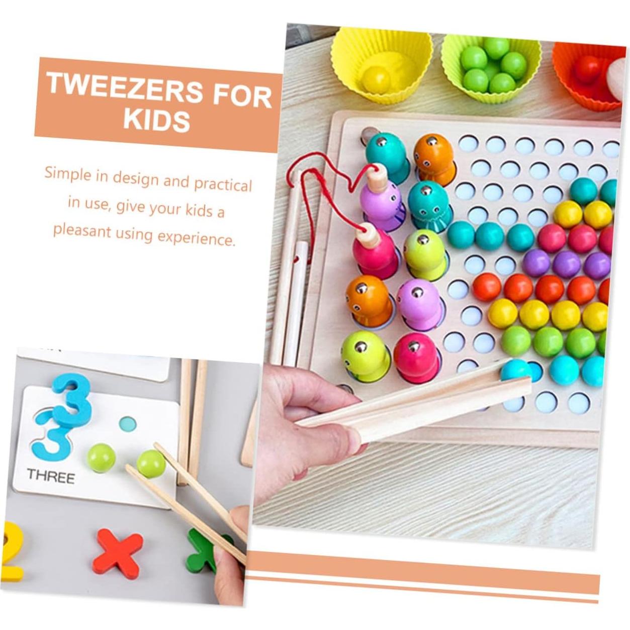 Pinzas Educativas de Madera Tofficu para Niños - 2 Pcs