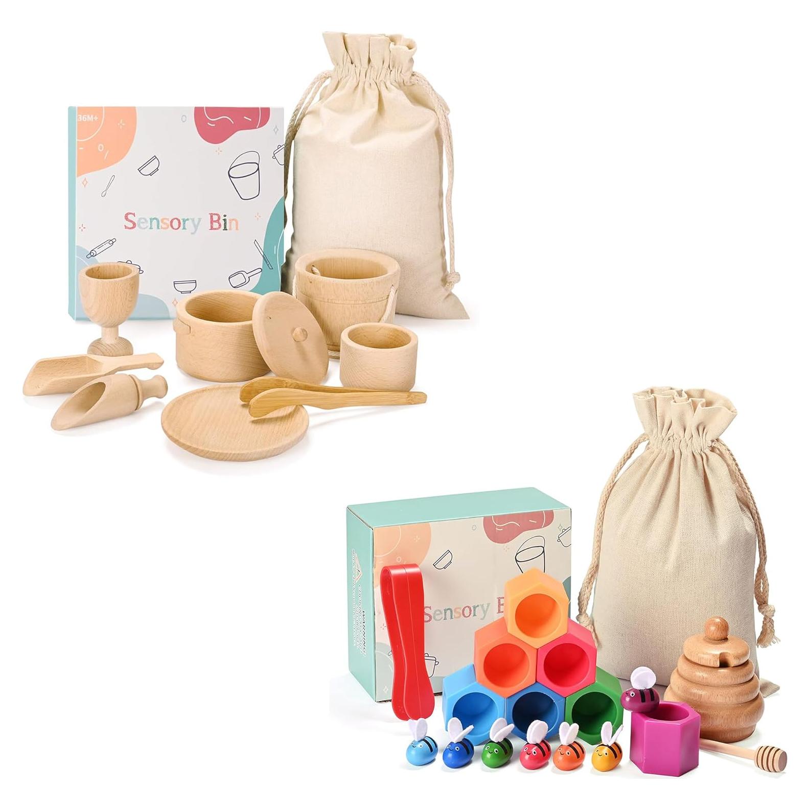 Caja Sensorial Montessori de Madera para Niños 36 meses+