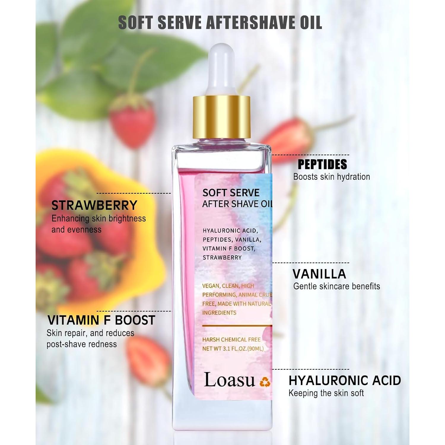 Aceite After Shave Loasu Fresa y Vainilla 308g - Hidrata y Calma