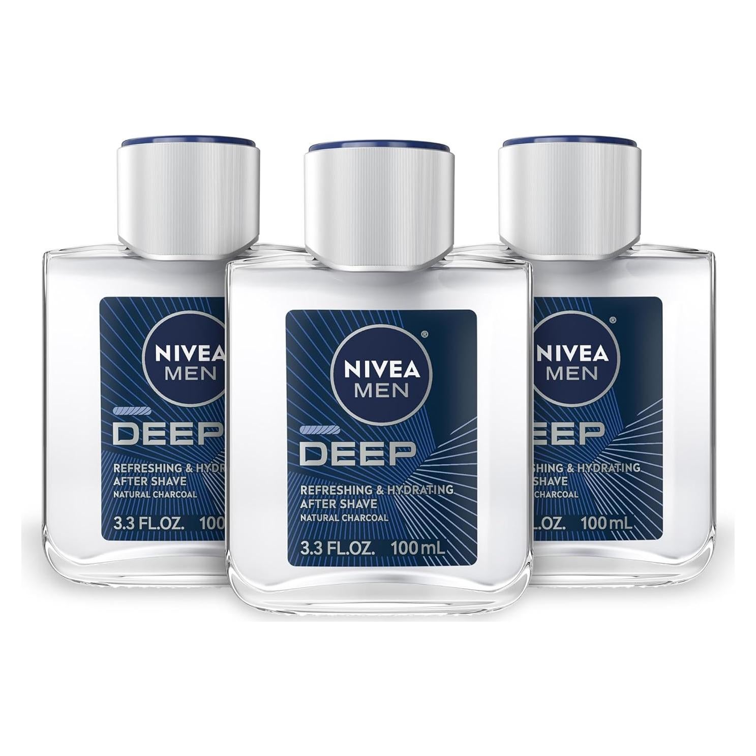 NIVEA Men DEEP After Shave Hidratante Carbón Natural 3x97.6ml