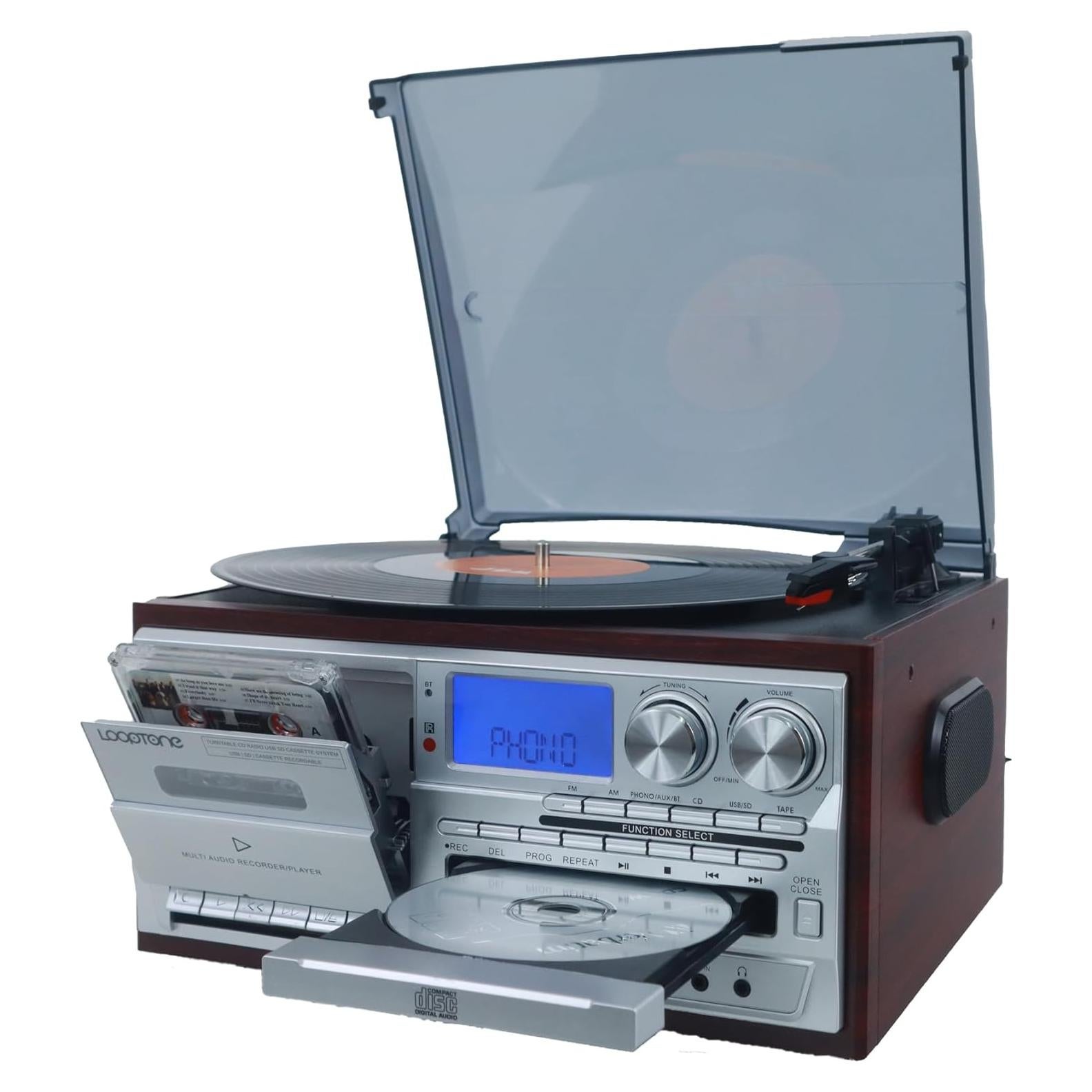 Reproductor de Discos 9 en 1 LOOPTONE Bluetooth Plata