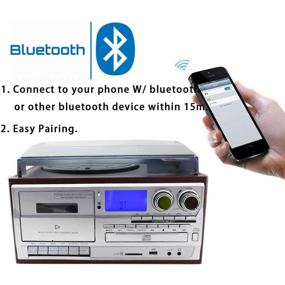 Reproductor de Discos 9 en 1 LOOPTONE Bluetooth Plata