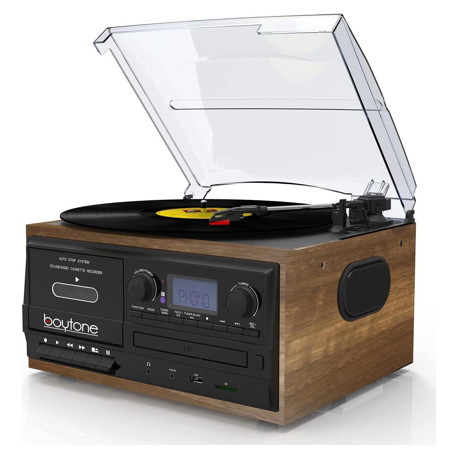 Tocadiscos Boytone BT-32W Vintage Bluetooth 3 Velocidades