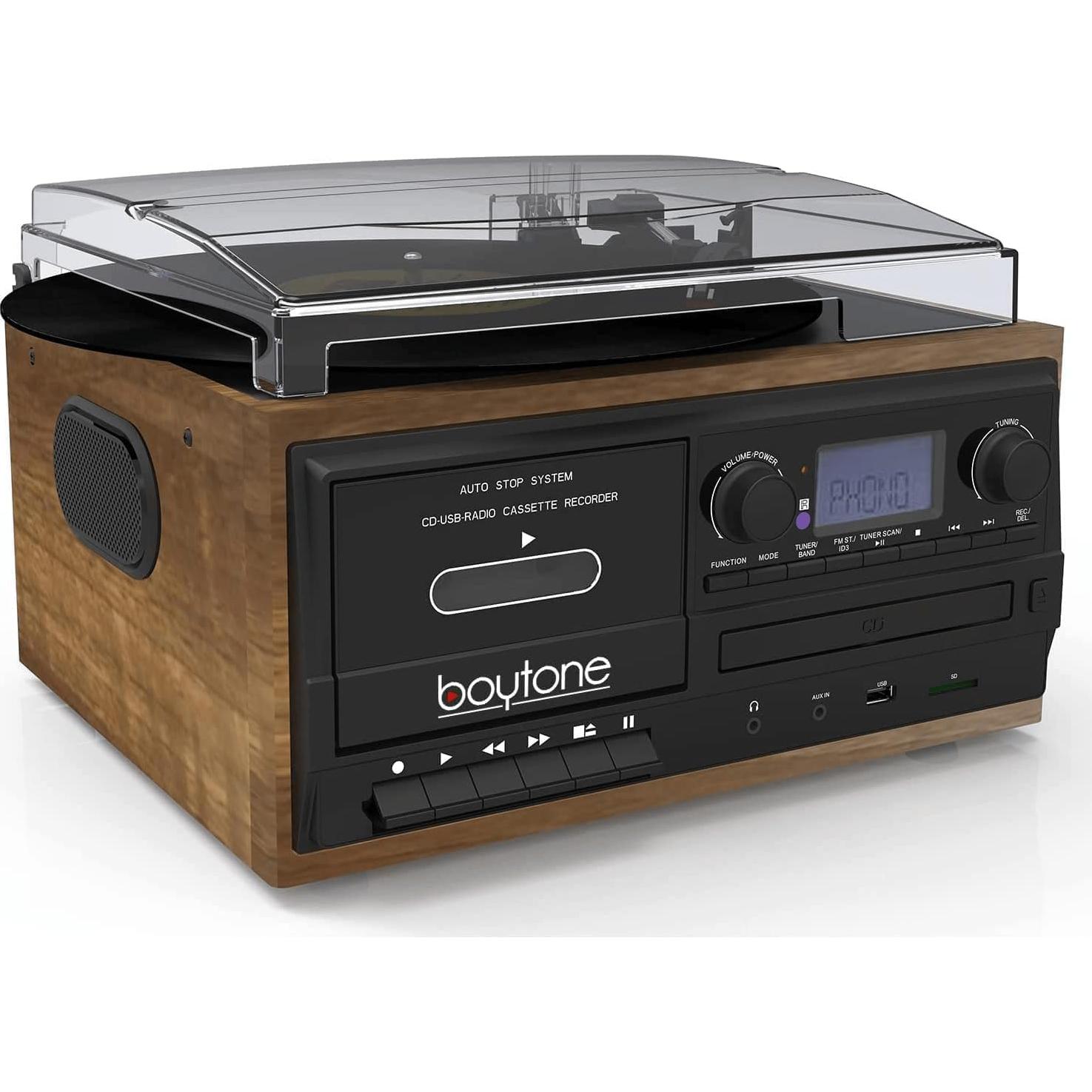 Tocadiscos Boytone BT-32W Vintage Bluetooth 3 Velocidades