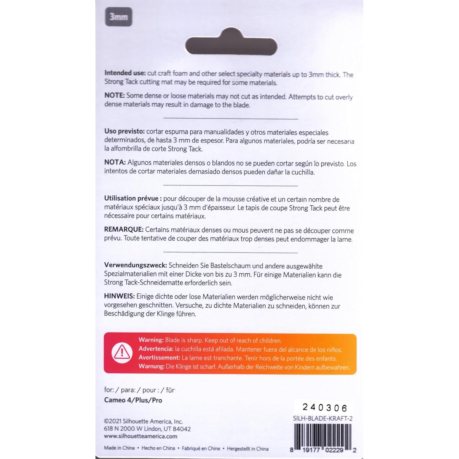 Cuchilla Kraft 3mm Silhouette para Cameo 4 - Acero Inoxidable