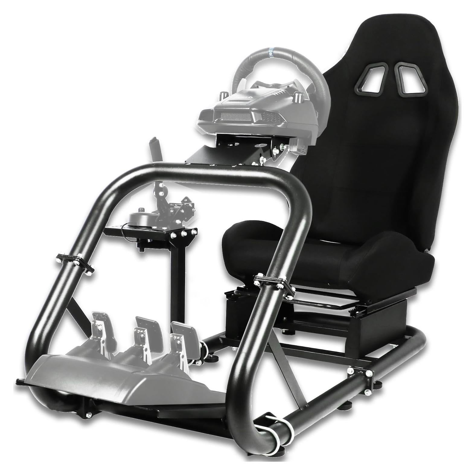 Cockpit de Simulador de Carreras Anman G27 Ajustable con Silla Negra