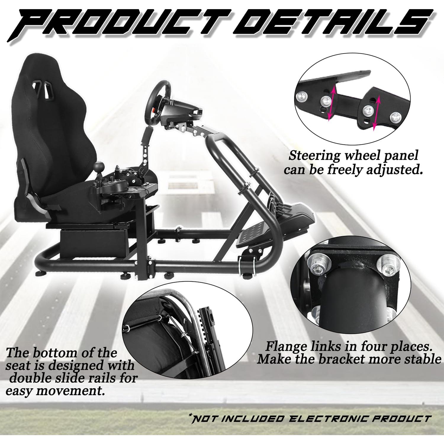 Cockpit de Simulador de Carreras Anman G27 Ajustable con Silla Negra