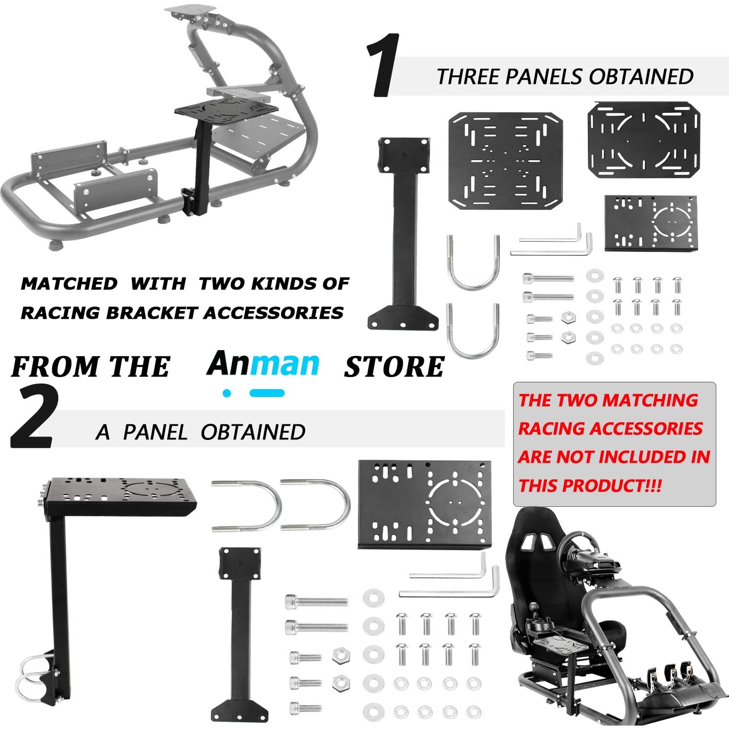 Cockpit de Simulador de Carreras Anman G27 Ajustable con Silla Negra