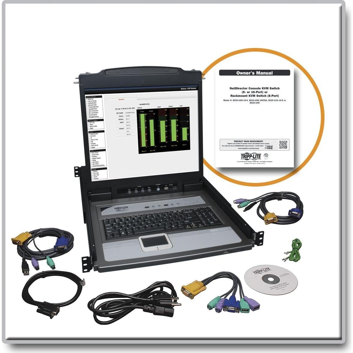 Interruptor KVM Tripp Lite B020-U08-19-K 8 Puertos LCD 19"