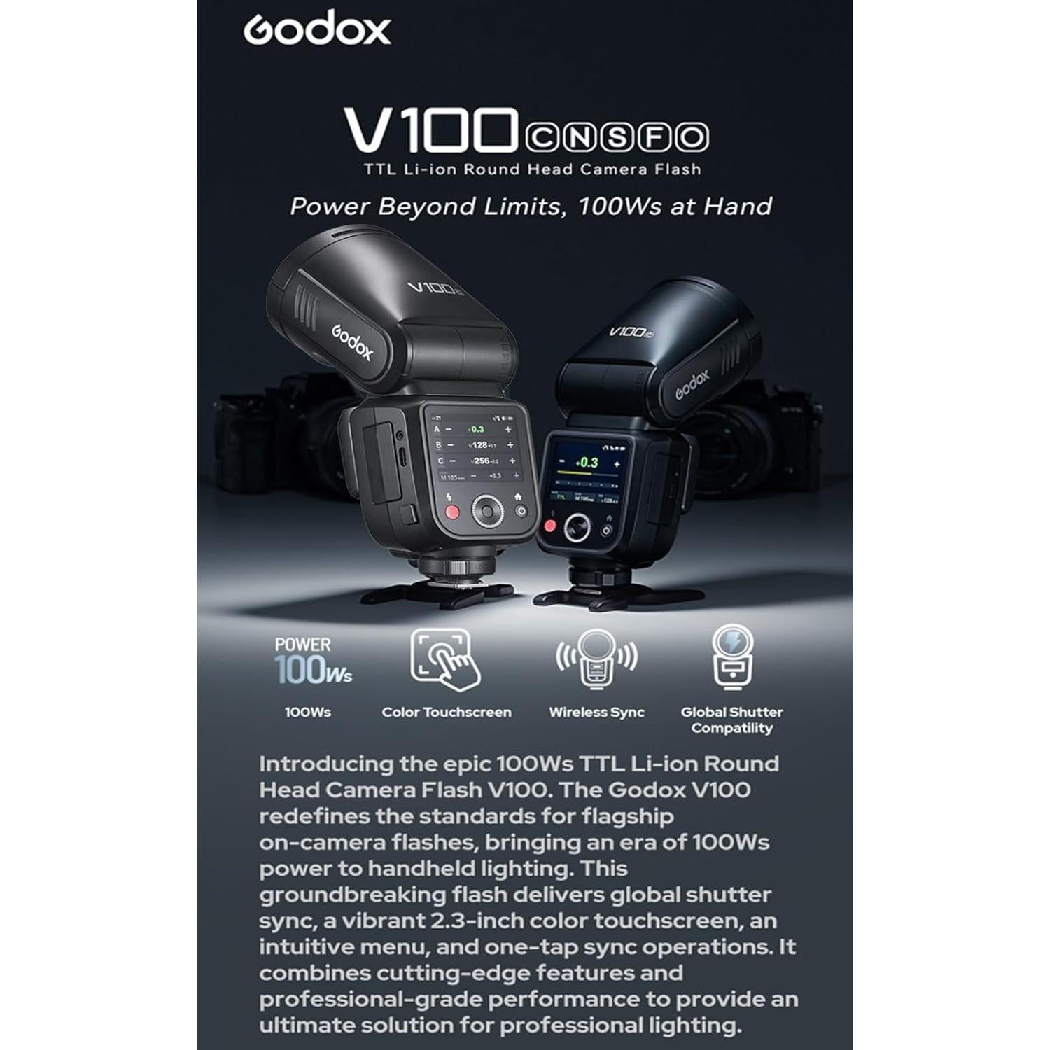 Flash Godox V100C para Canon 100Ws TTL 2.4G HSS