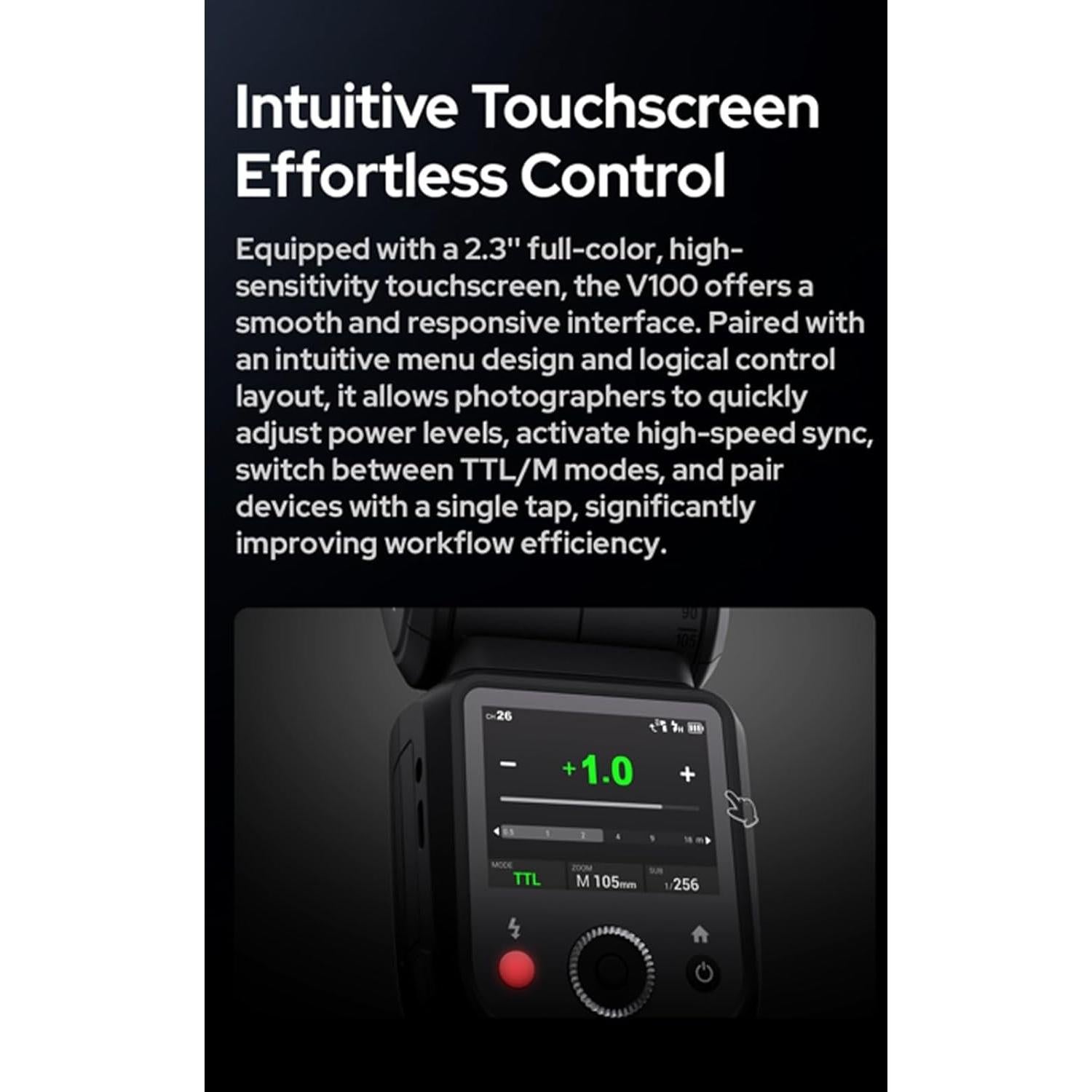 Flash Godox V100C para Canon 100Ws TTL 2.4G HSS