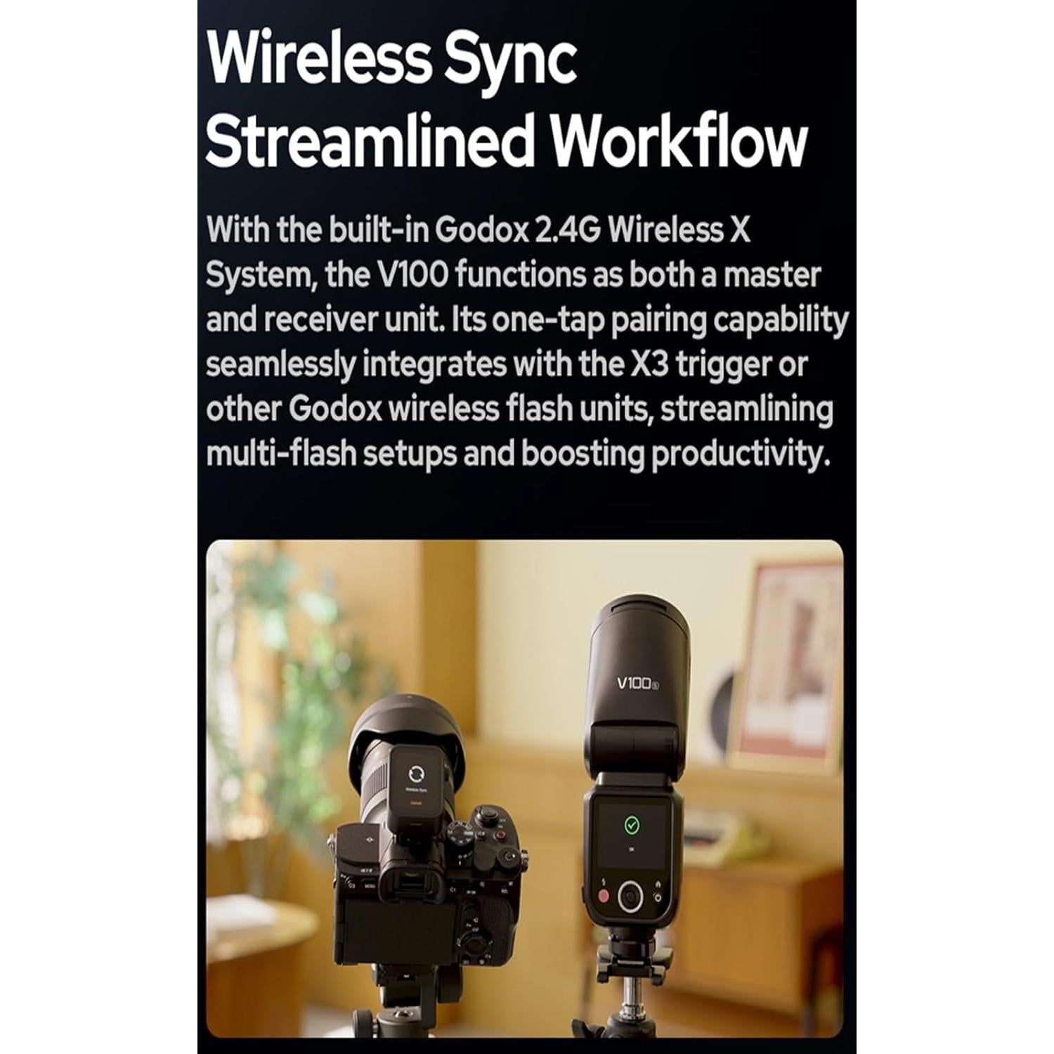 Flash Godox V100C para Canon 100Ws TTL 2.4G HSS