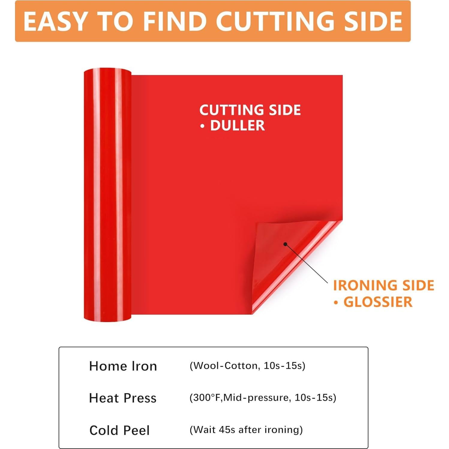 Vinilo de Transferencia de Calor HTVVETUR Rojo 10.67m x 0.30m