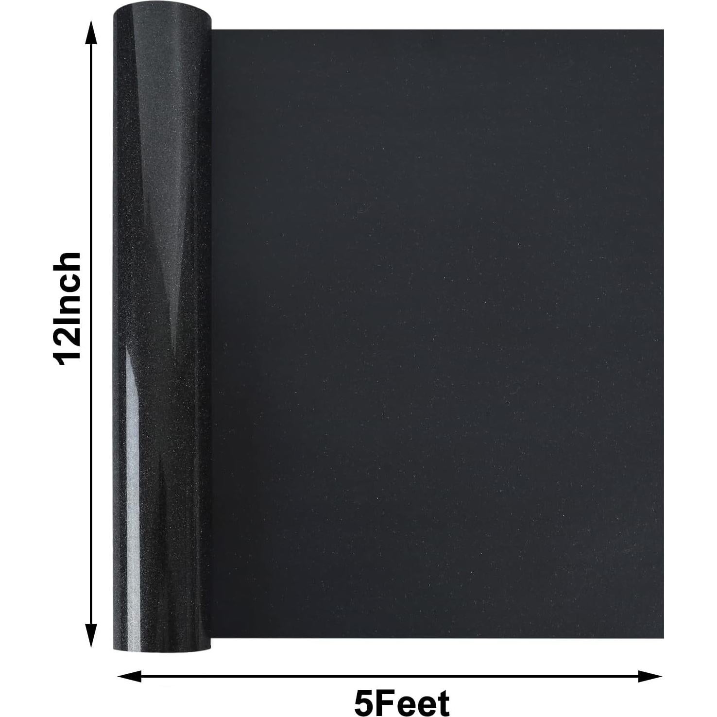 Vinilo de Transferencia de Calor GYT Glitter Negro 30.5 cm x 1.5 m