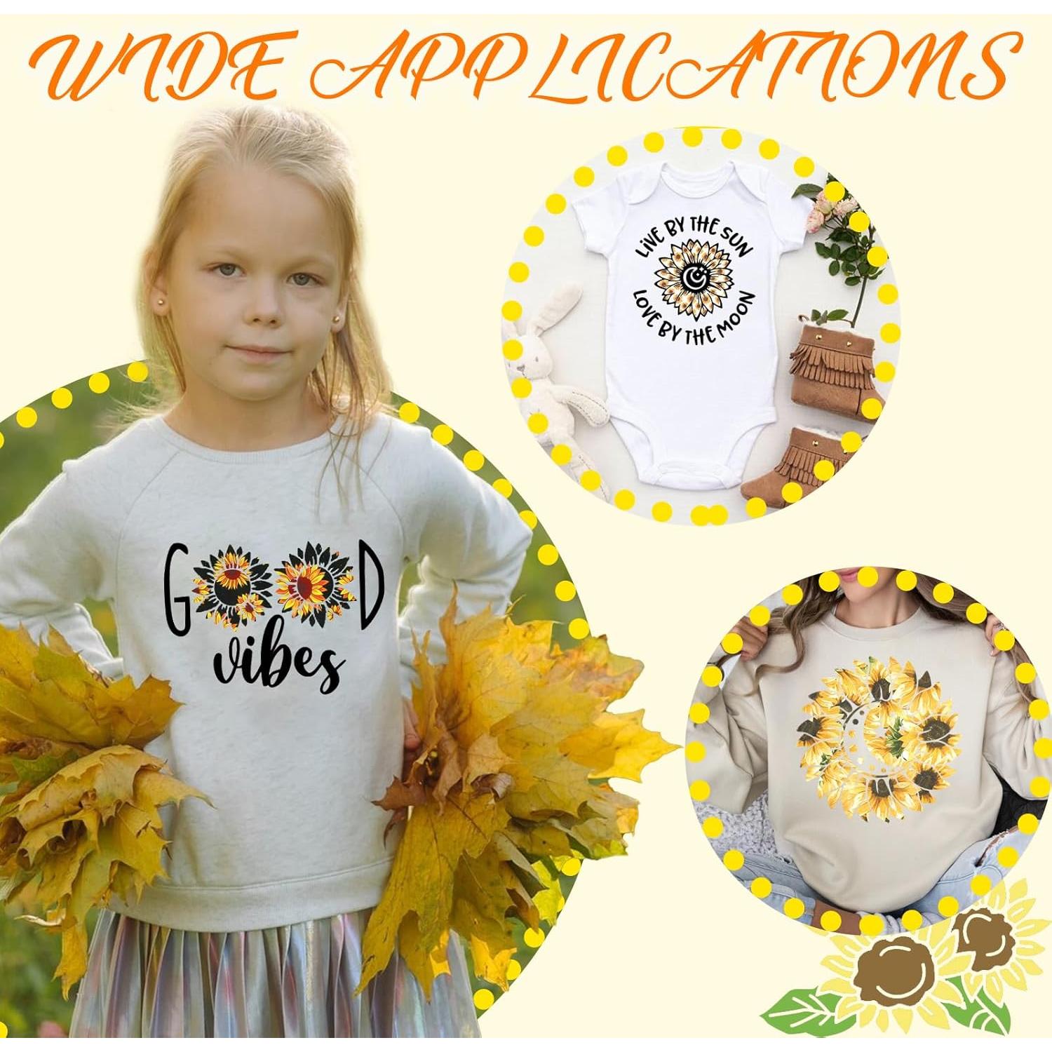 Vinilo HTV Tintnut Girasol - 10 Hojas 30.48x25.4 cm Verde, Negro, Amarillo