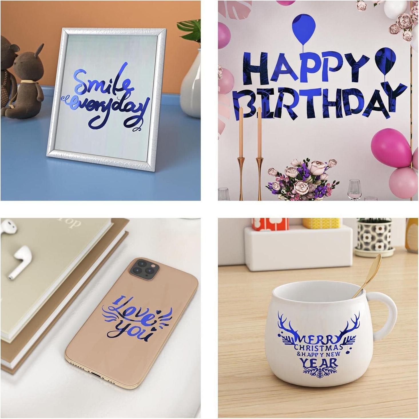 Vinilo Adhesivo Permanente FunStick 30CM x 700CM Azul Metálico