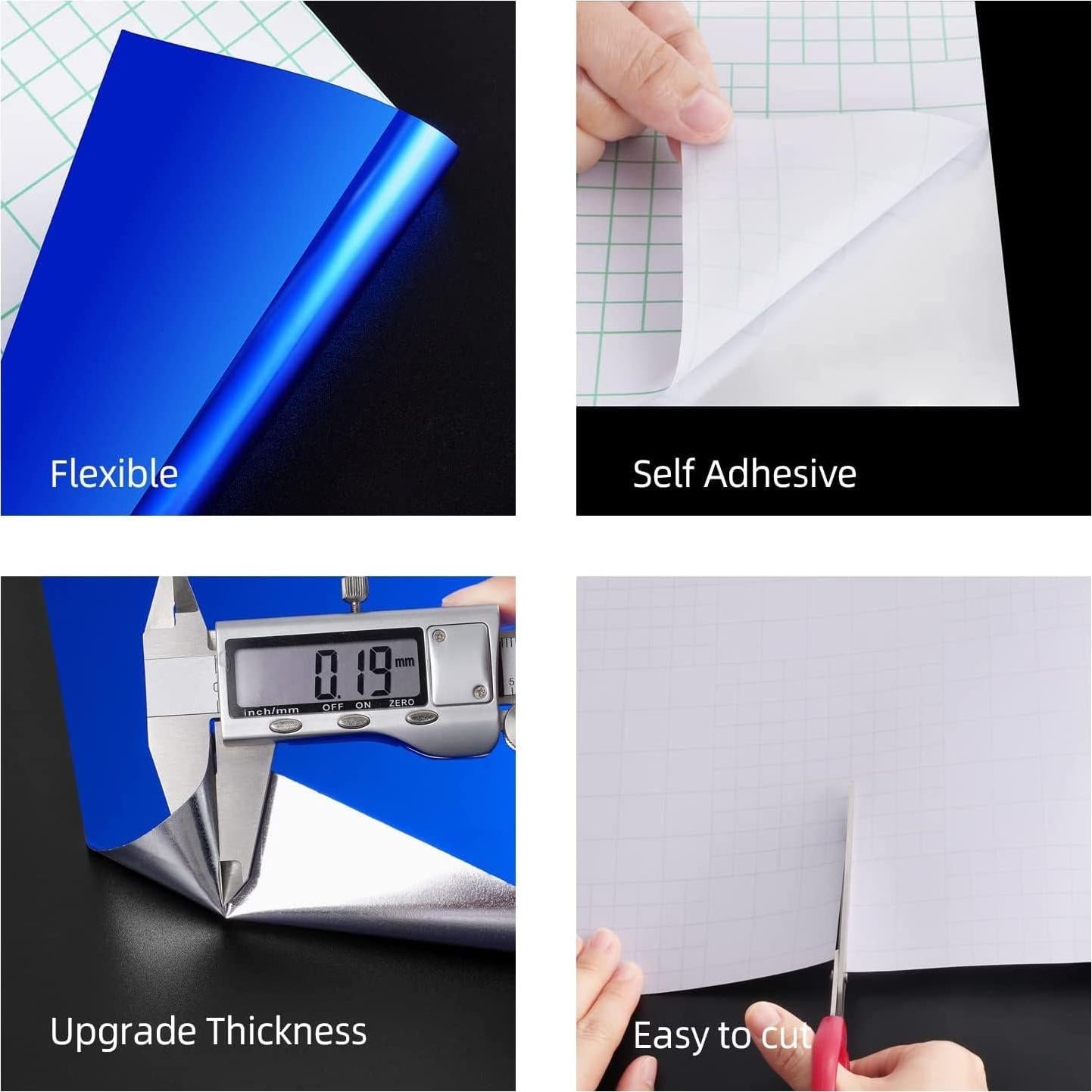 Vinilo Adhesivo Permanente FunStick 30CM x 700CM Azul Metálico