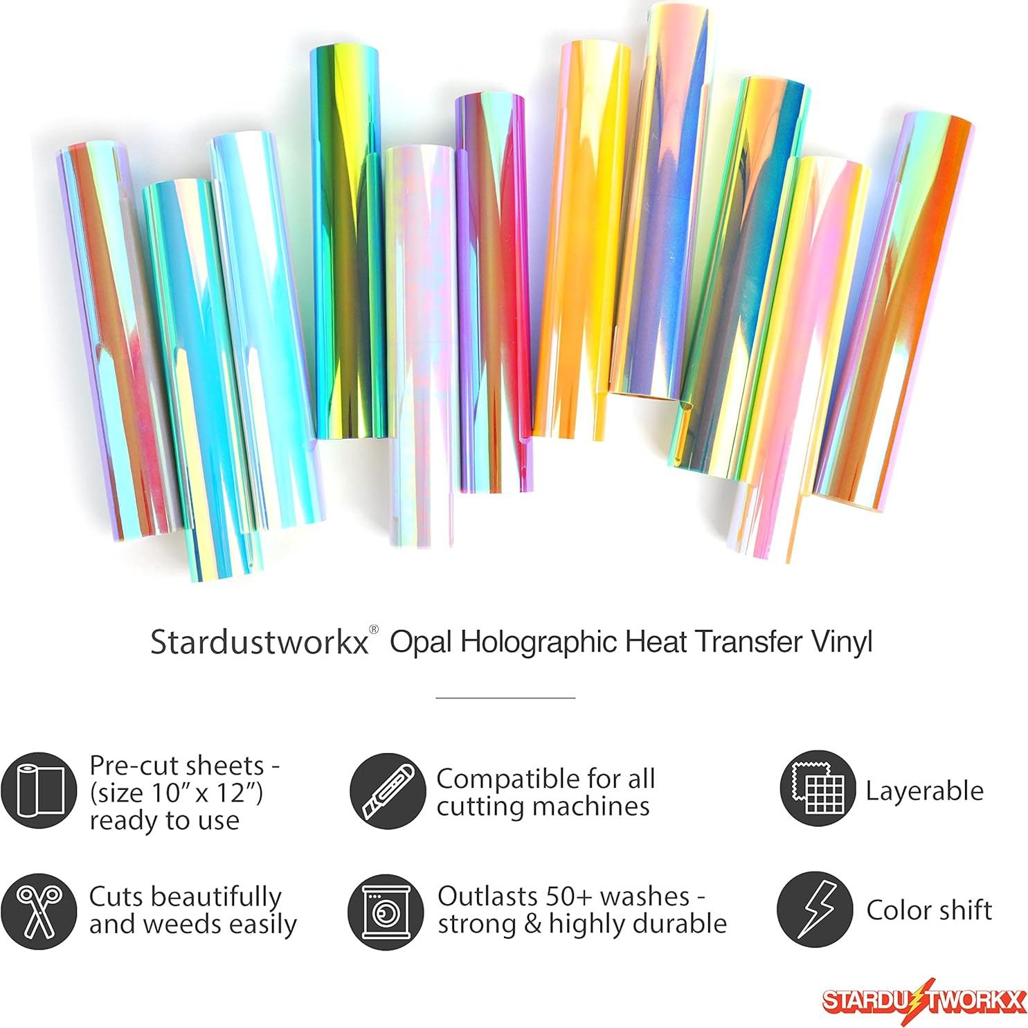 Vinilo de Transferencia Holográfico Opal Stardustworkx 11 Hojas 25x30 cm