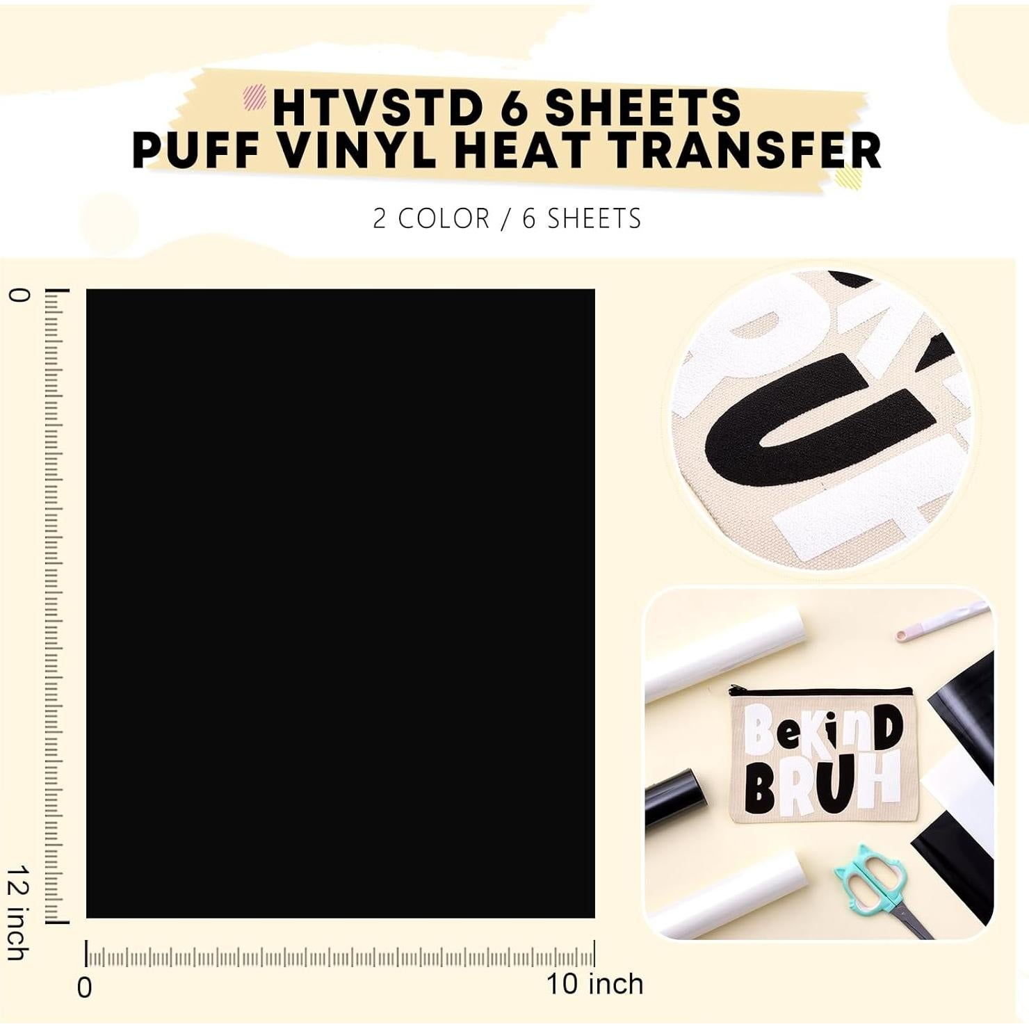 Vinilo de Transferencia de Calor Puff HTVSTD 6 Hojas 30.48x25.4cm