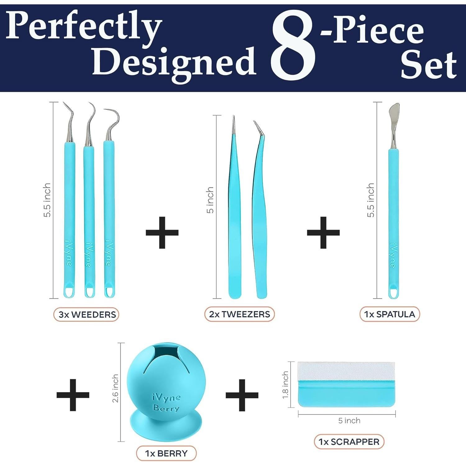 Kit de Herramientas de Deshierbe iVyne 8 Piezas Azul Berry