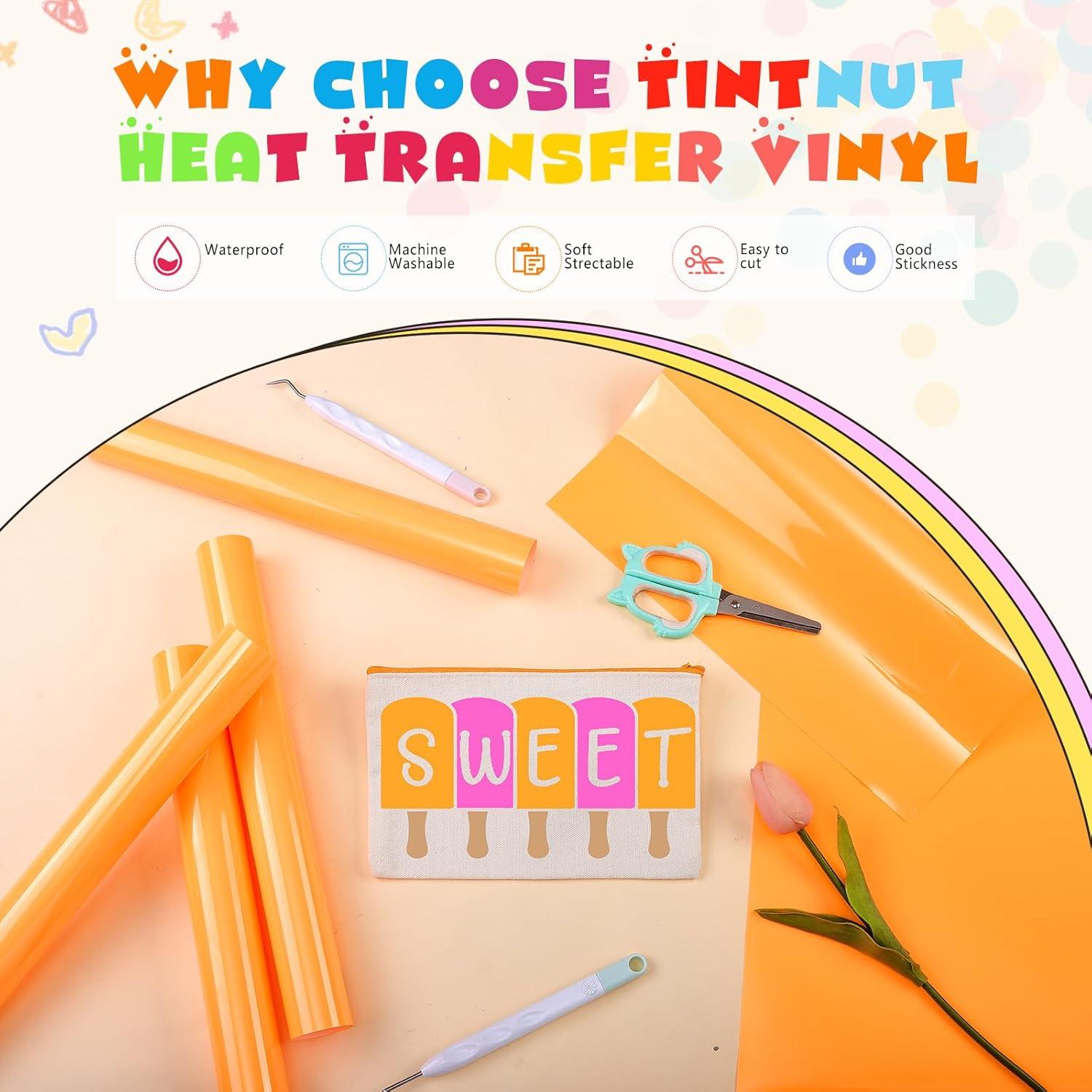 Vinilo de Transferencia de Calor Tintnut Amarillo Neón 6 Hojas 30.48x25.4cm