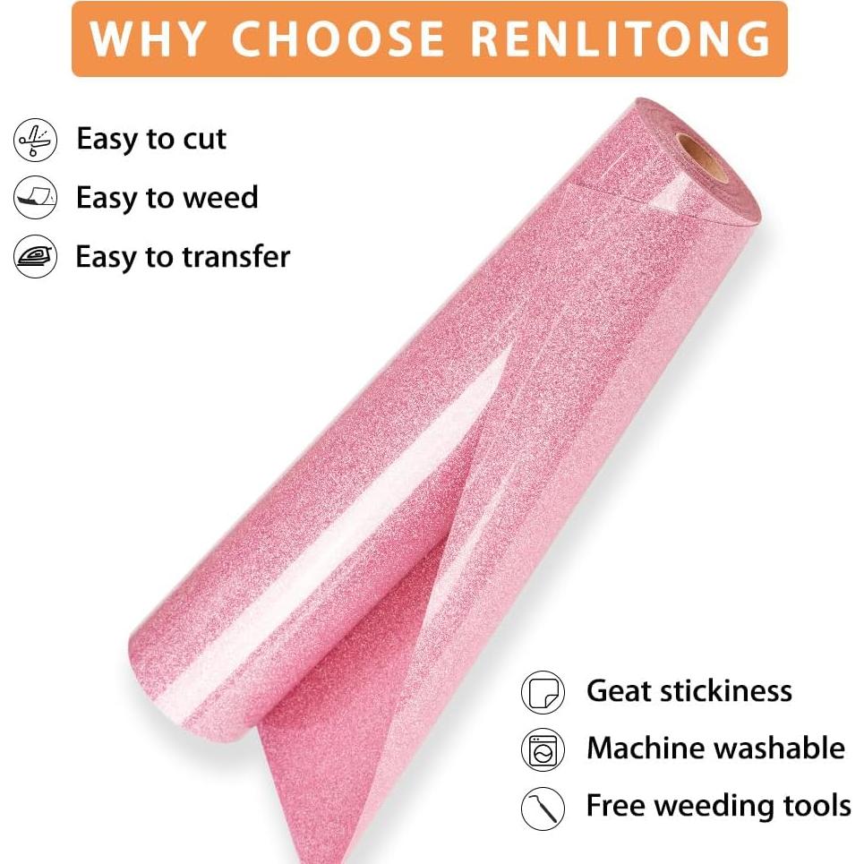 Vinilo de Transferencia de Calor Brillante Rosa RENLITONG 30.48x6.1m