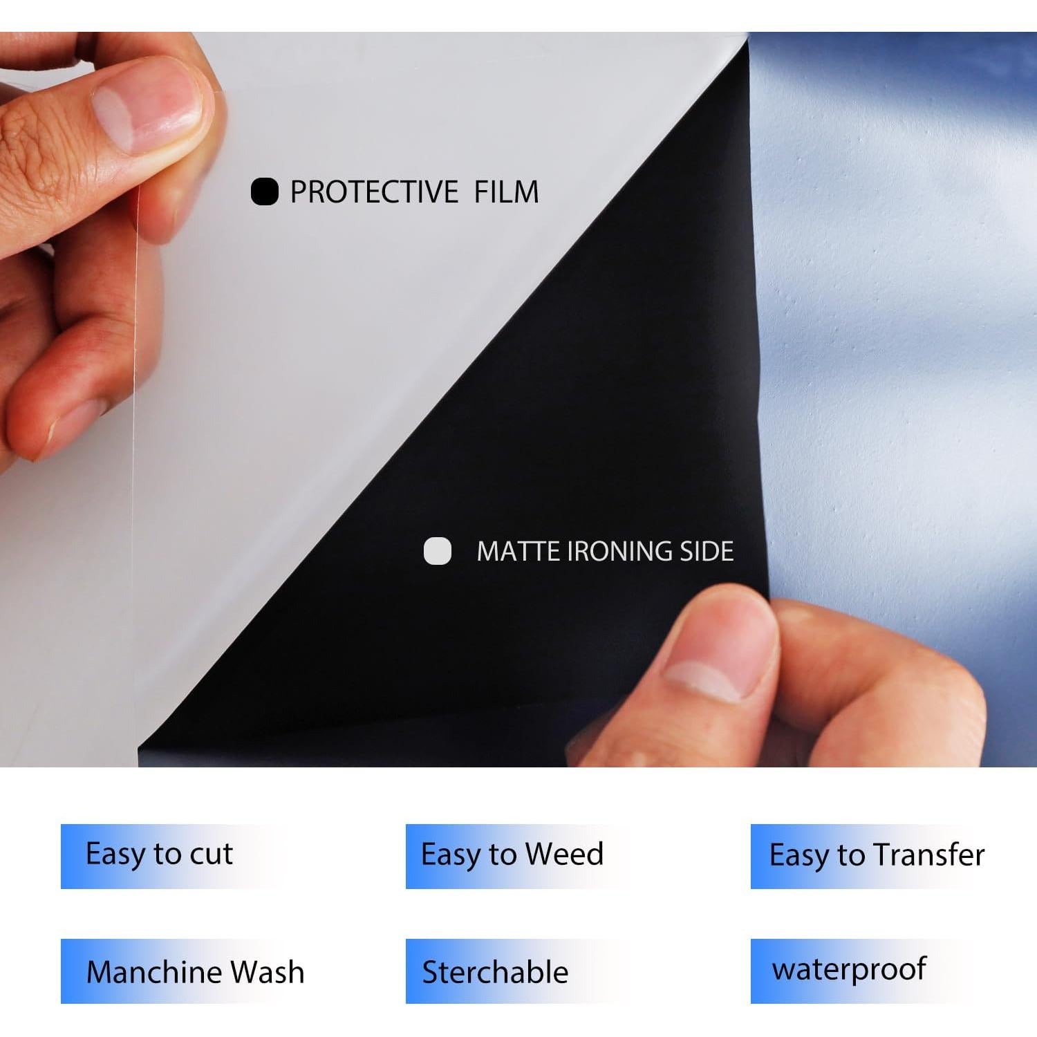 Vinilo de Transferencia de Calor HTVVETUR 1.52m Negro Mate