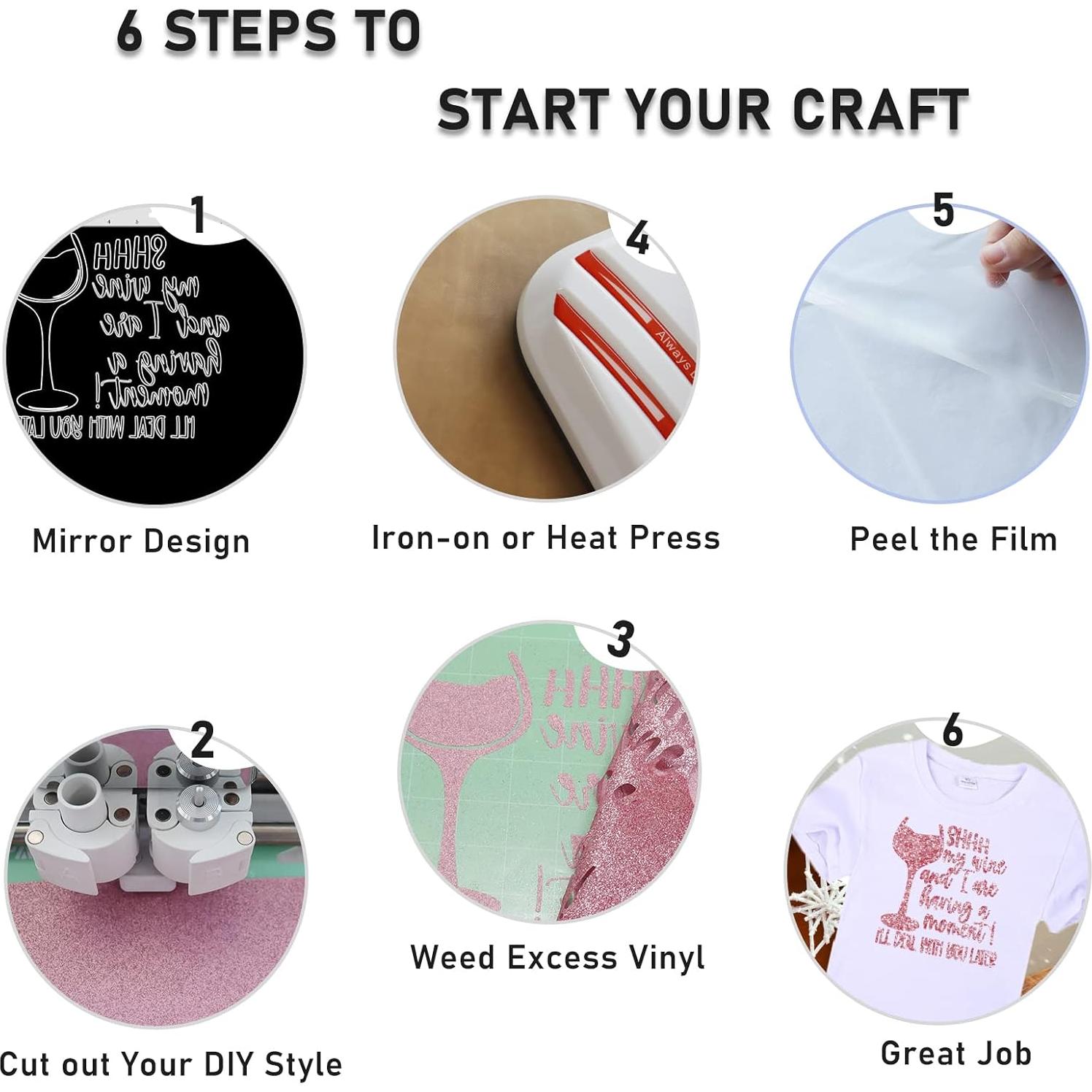 Vinilo de Transferencia de Calor Glitter Bonnyhtv 30.48x1.52m Rosa