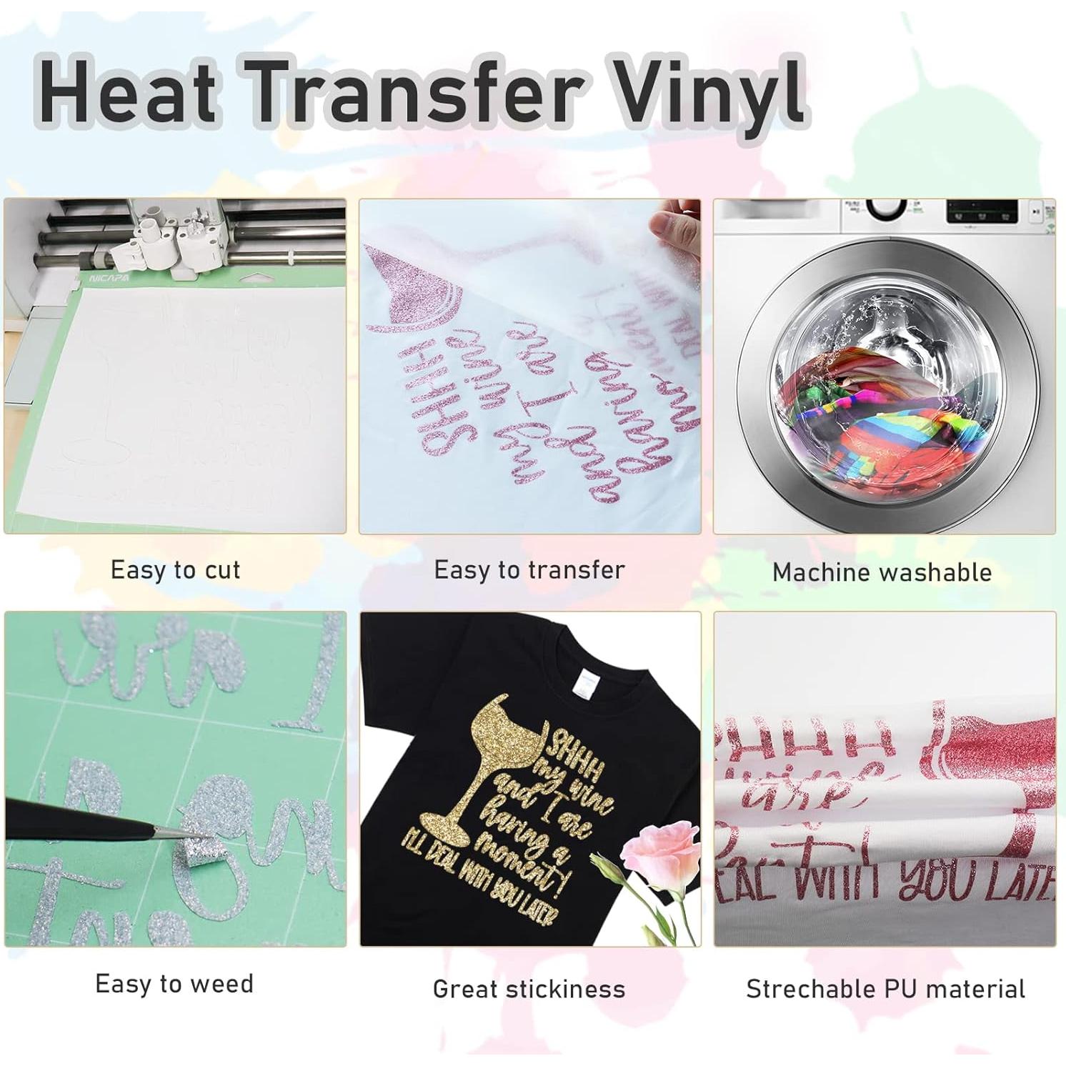 Vinilo de Transferencia de Calor Glitter Bonnyhtv 30.48x1.52m Rosa