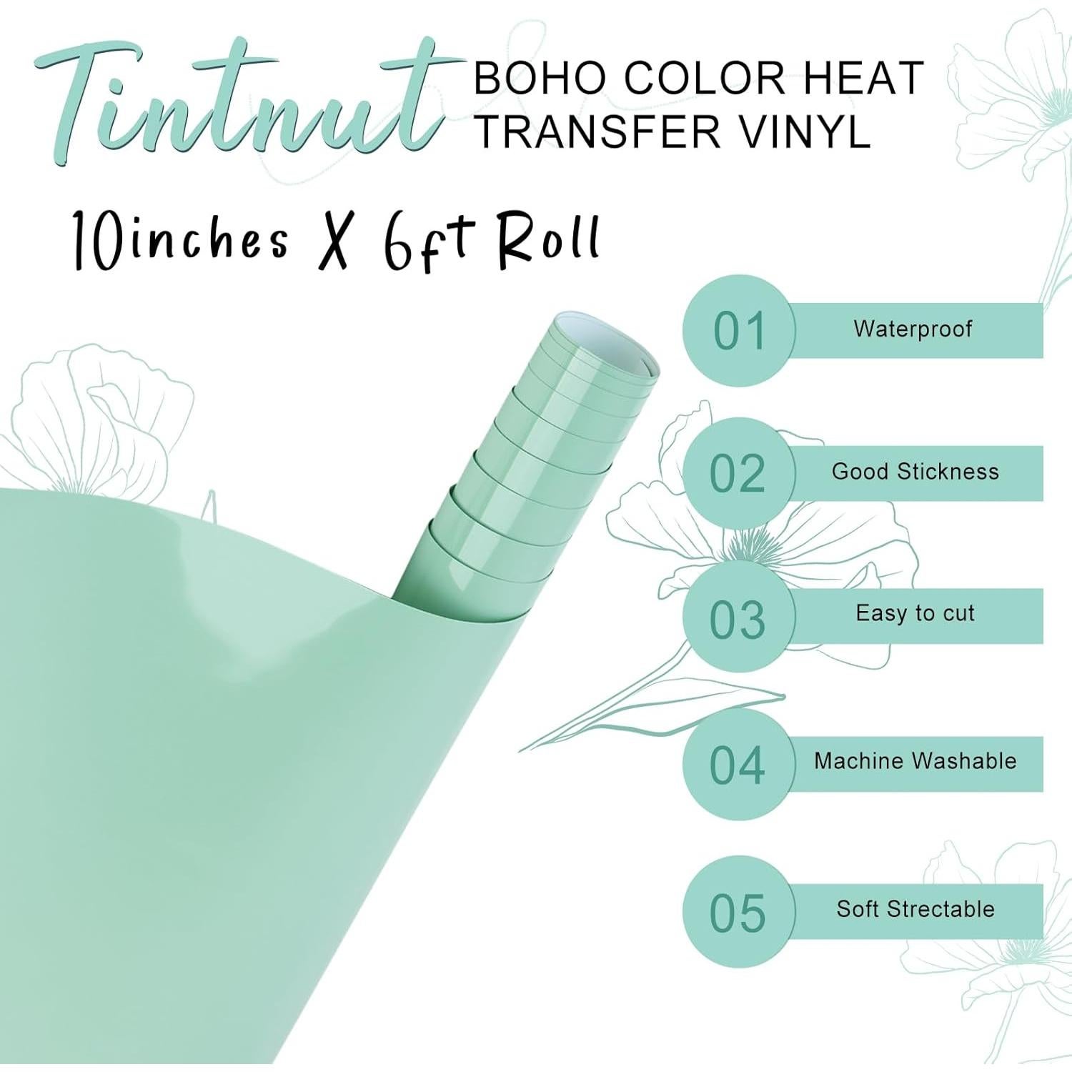 Rollo Vinilo Transferencia Calor Tintnut Verde Lichen 25.4x183 cm